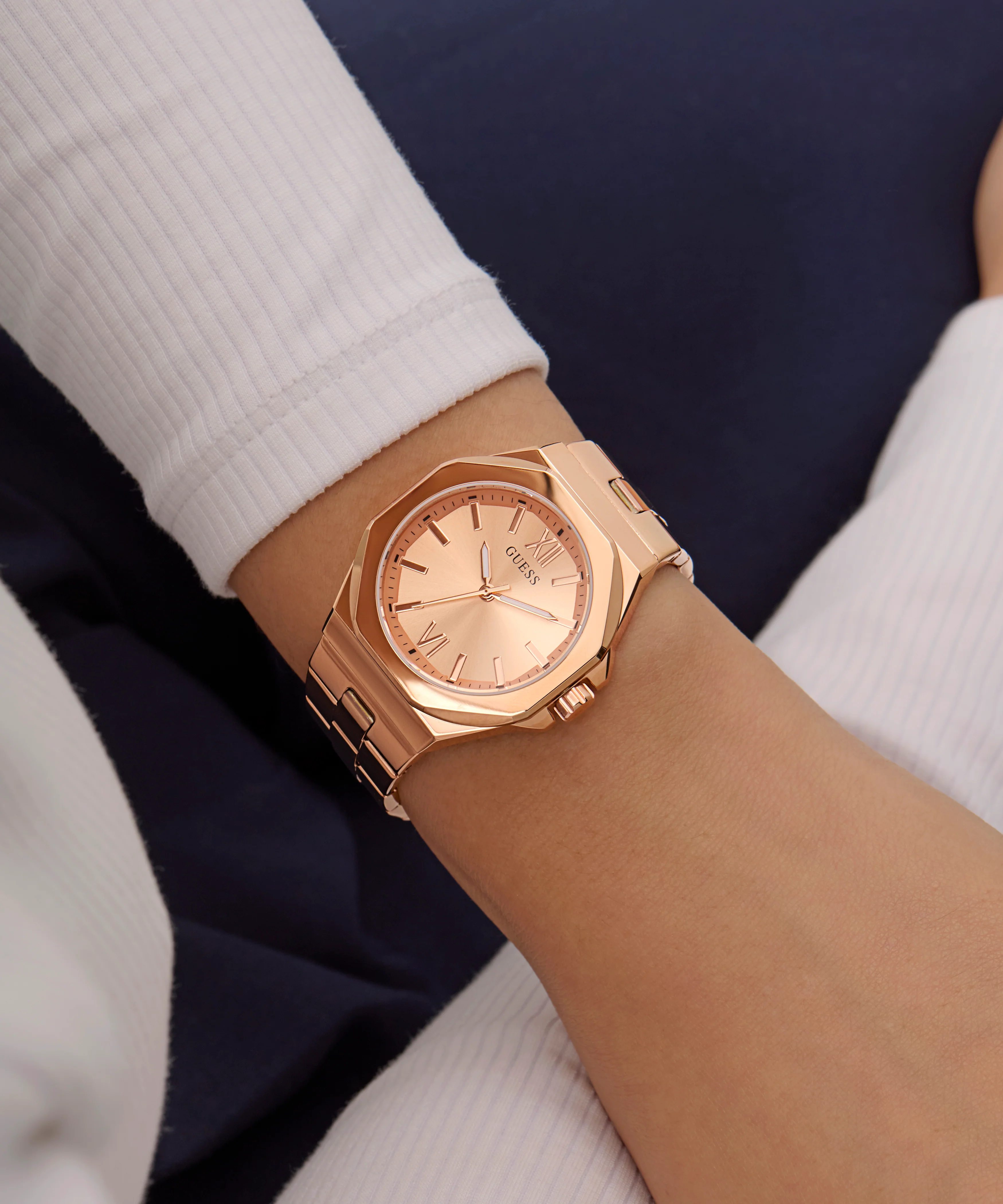 GUESS Ladies Rose Gold Tone Analog Watch - Image 3