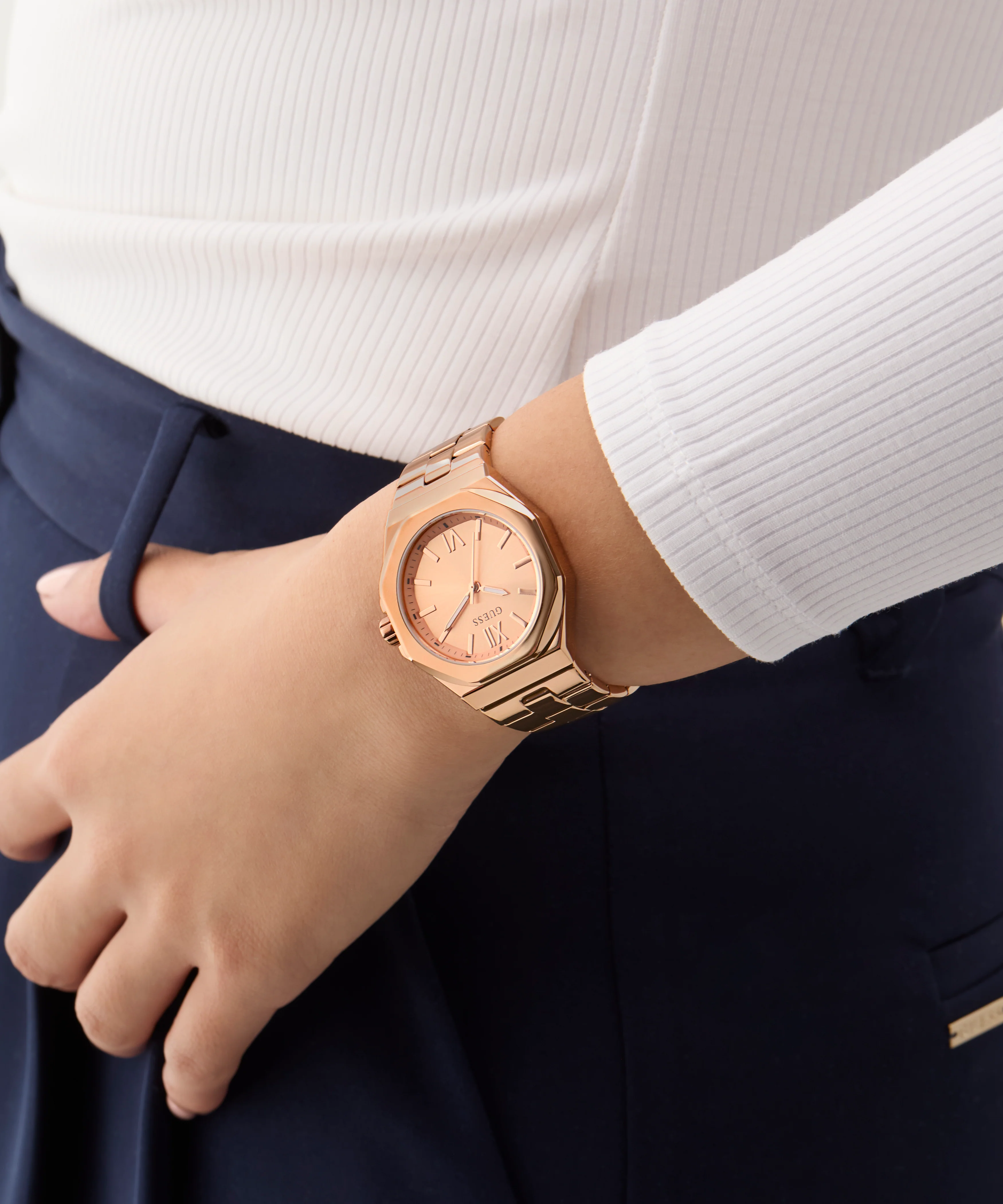 GUESS Ladies Rose Gold Tone Analog Watch - Image 5