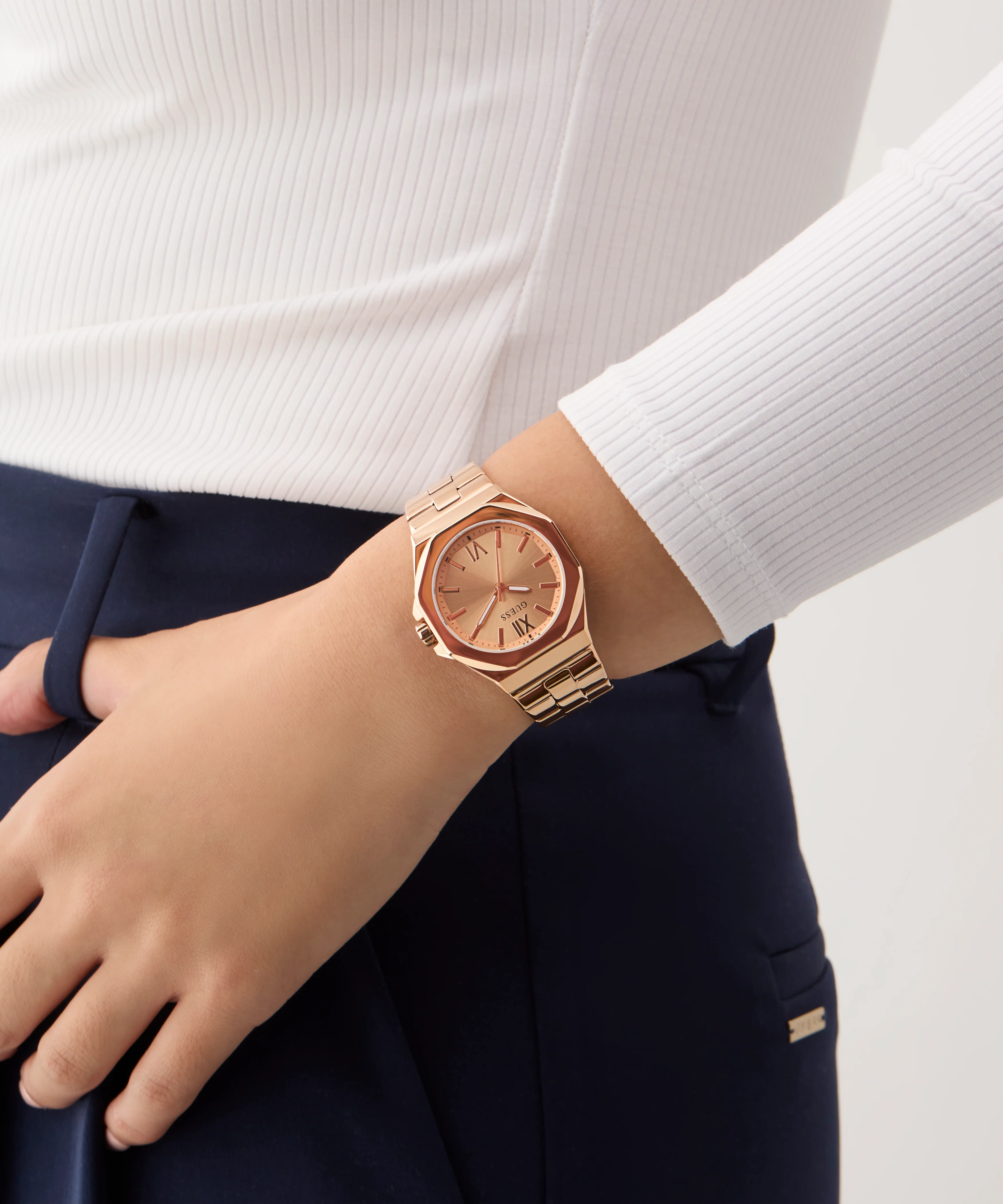 GUESS Ladies Rose Gold Tone Analog Watch - Image 6