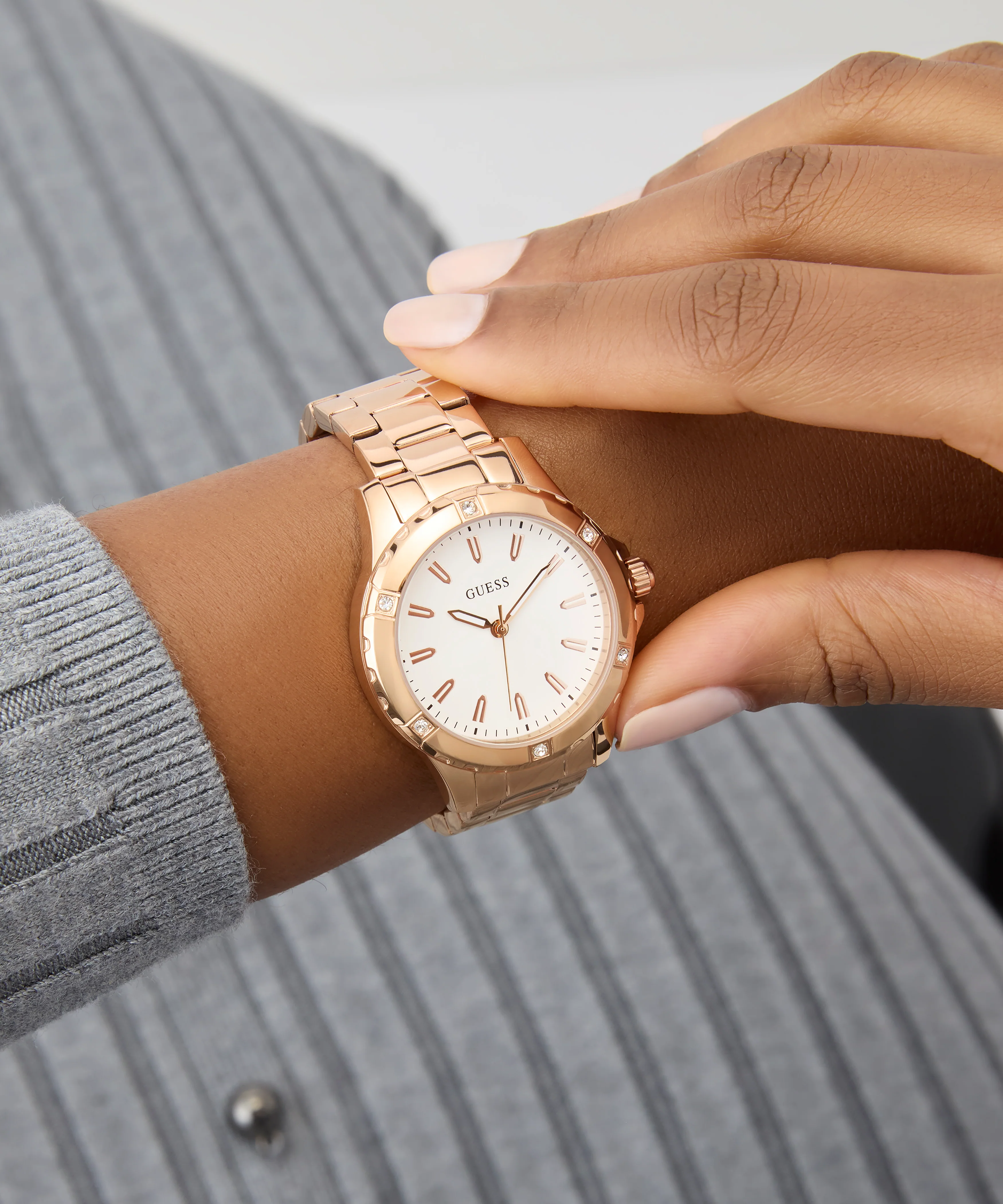 GUESS Ladies Rose Gold Tone Analog Watch - Image 4