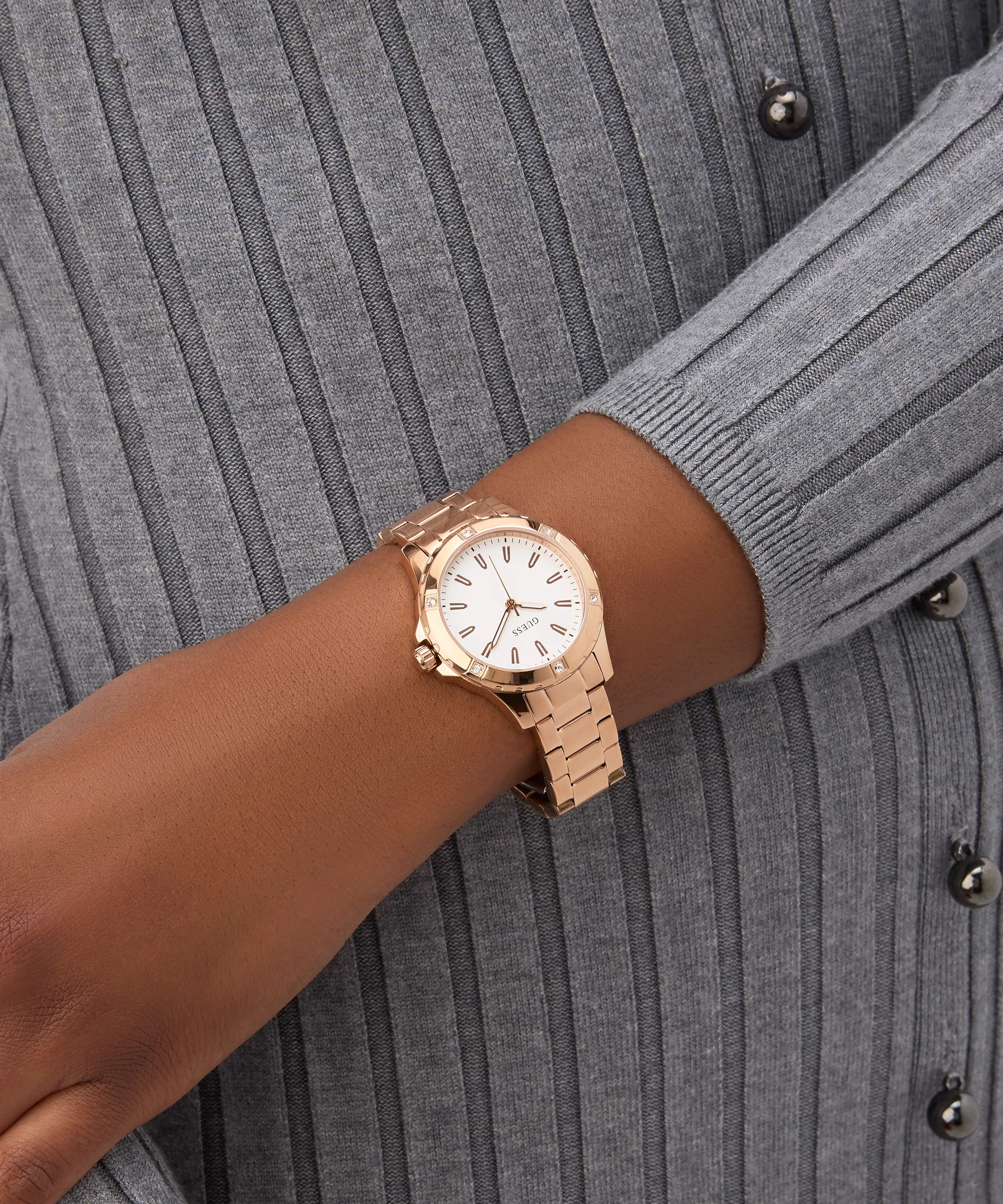 GUESS Ladies Rose Gold Tone Analog Watch - Image 5