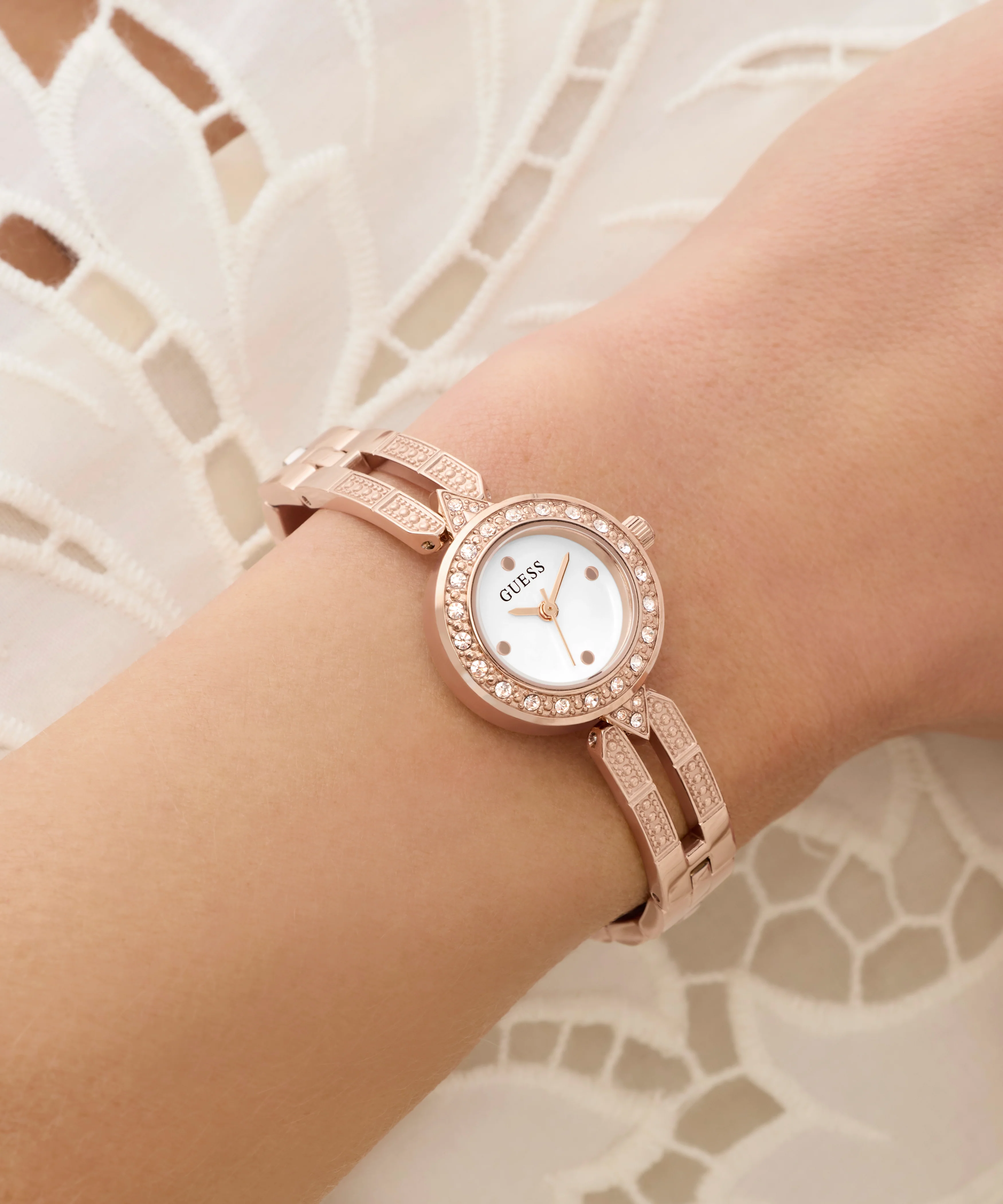 GUESS Ladies Rose Gold Tone Analog Watch - Image 5