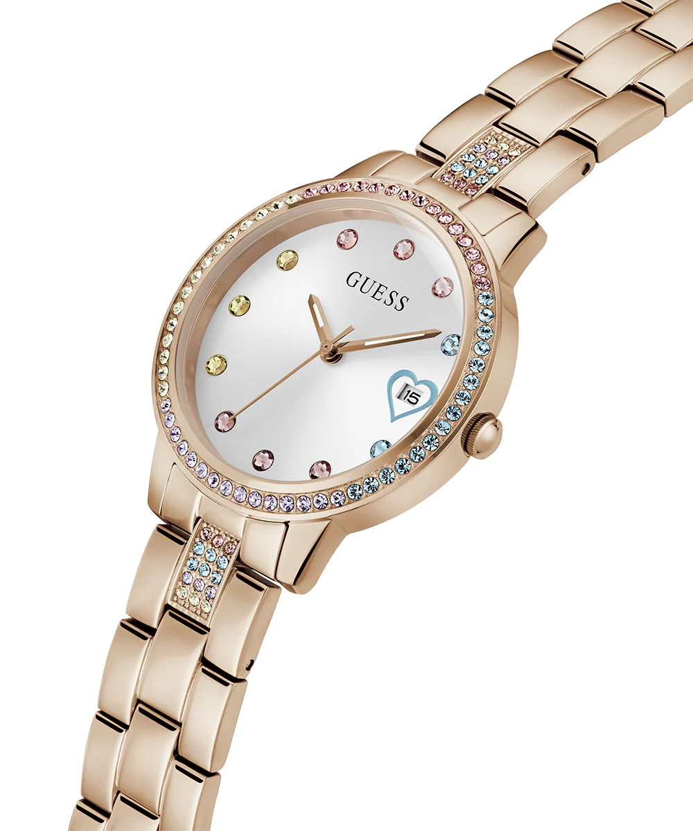 GUESS Ladies Rose Gold Tone Date Watch - Image 3