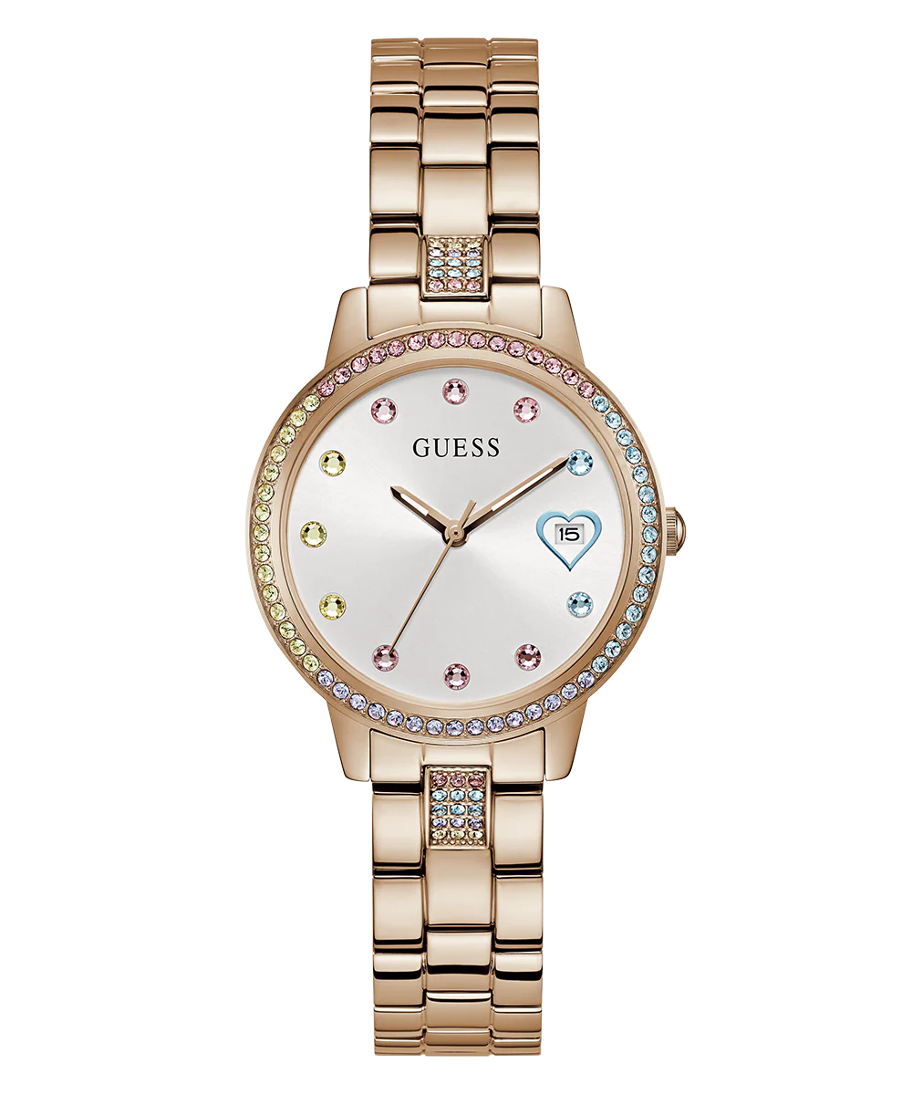 GUESS Ladies Rose Gold Tone Date Watch - Image 5