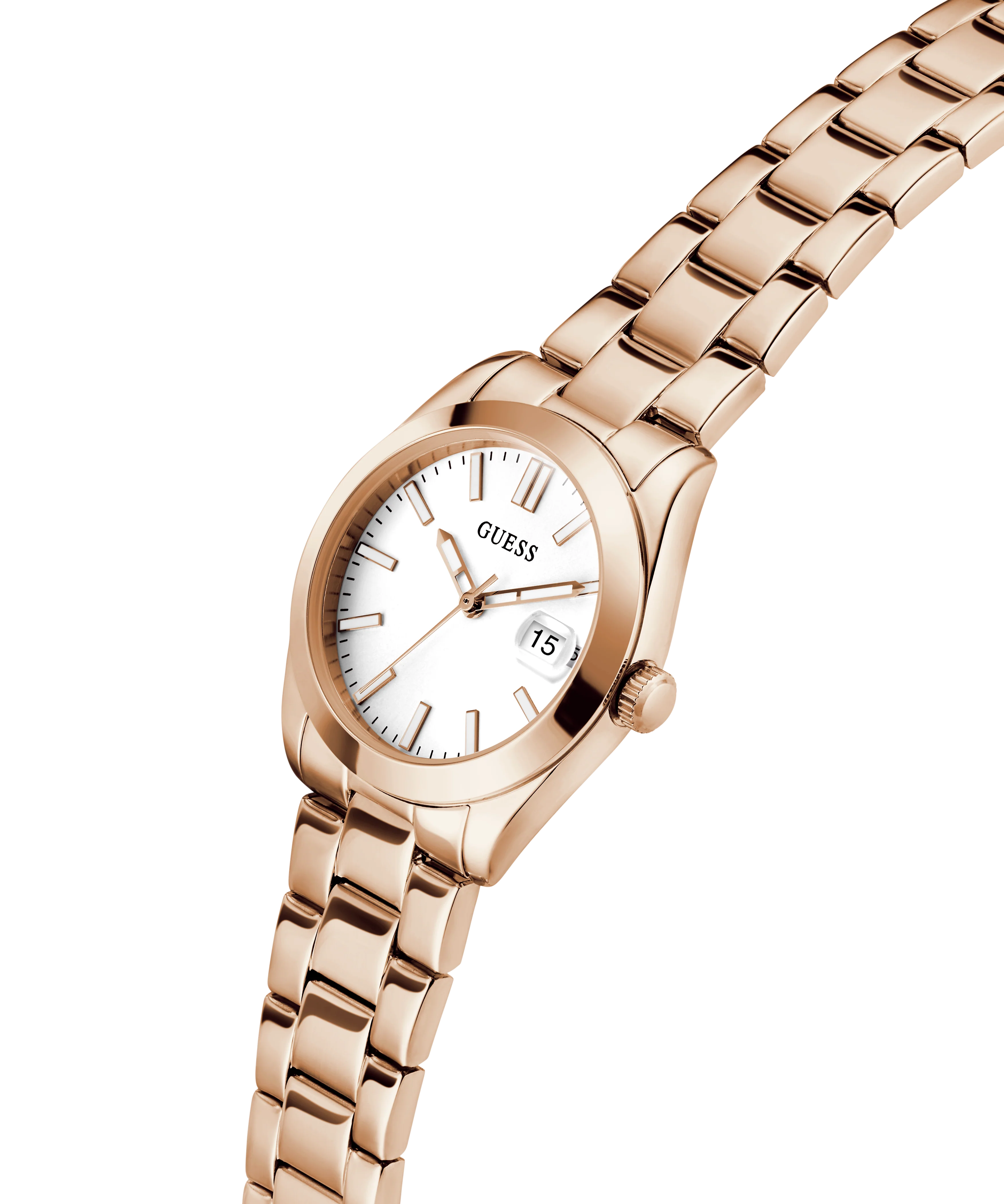 GUESS Ladies Rose Gold Tone Date Watch - Image 3