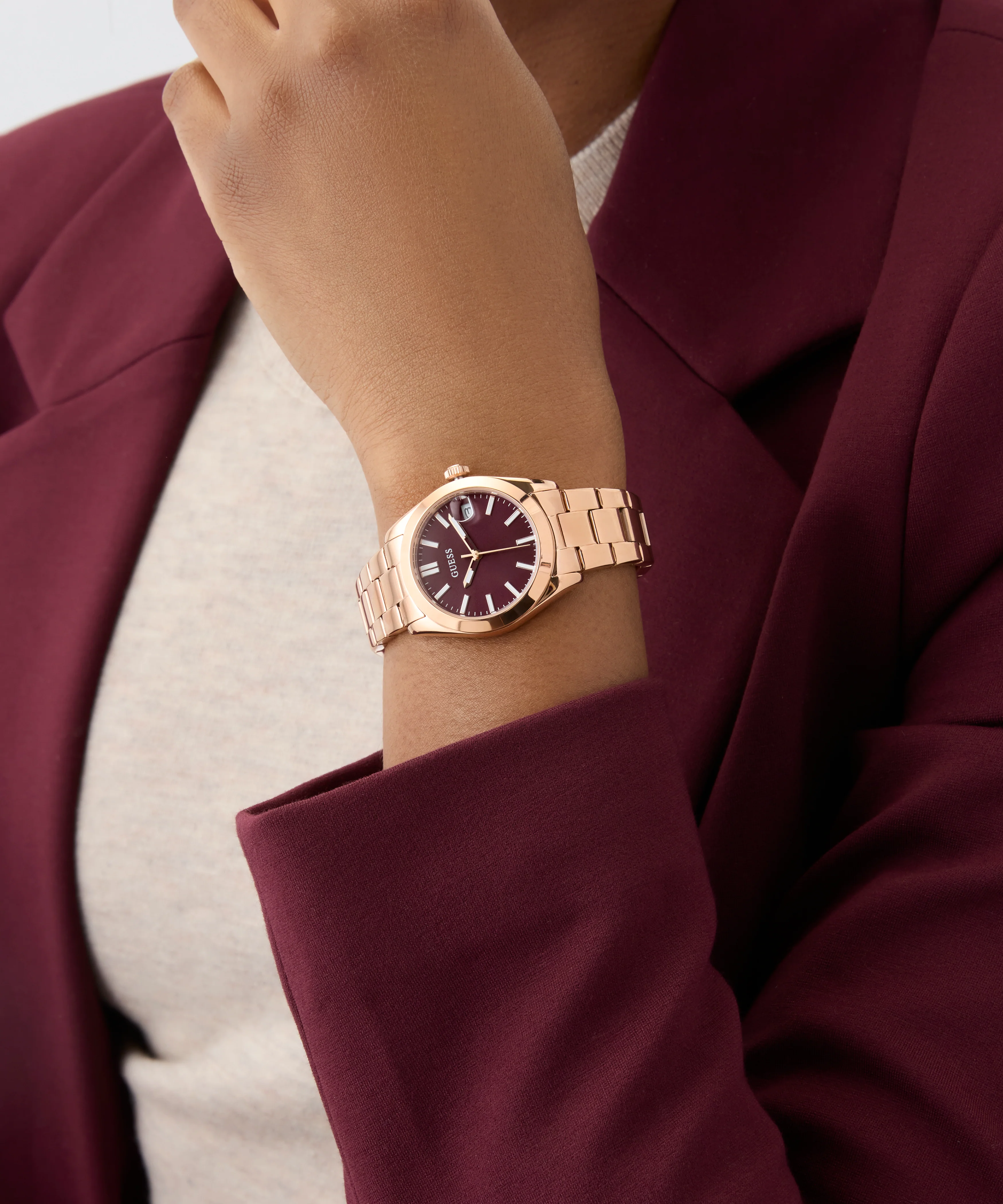 GUESS Ladies Rose Gold Tone Date Watch - Image 6