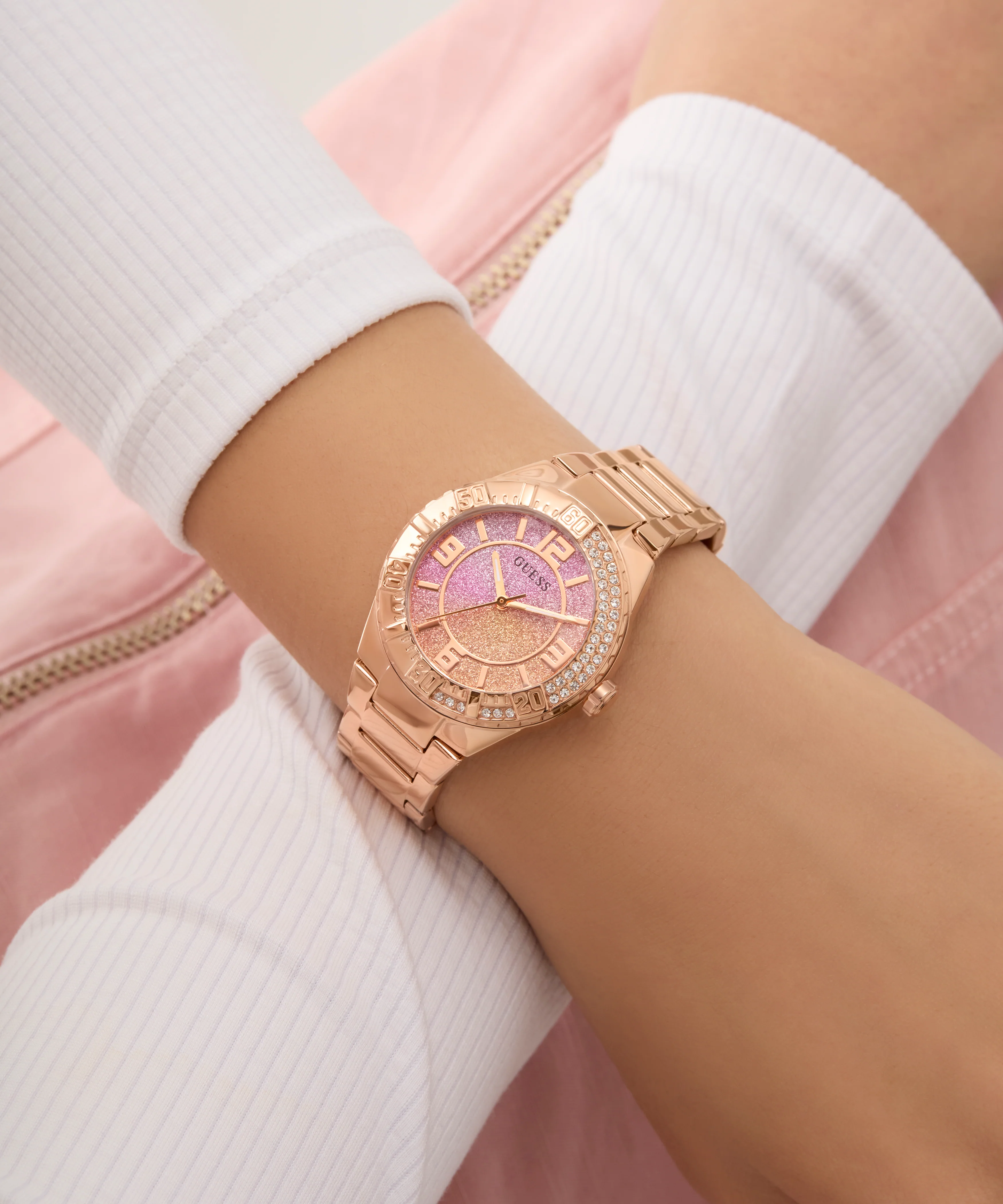 GUESS Ladies Rose Gold Tone Multi-function Watch - Image 5
