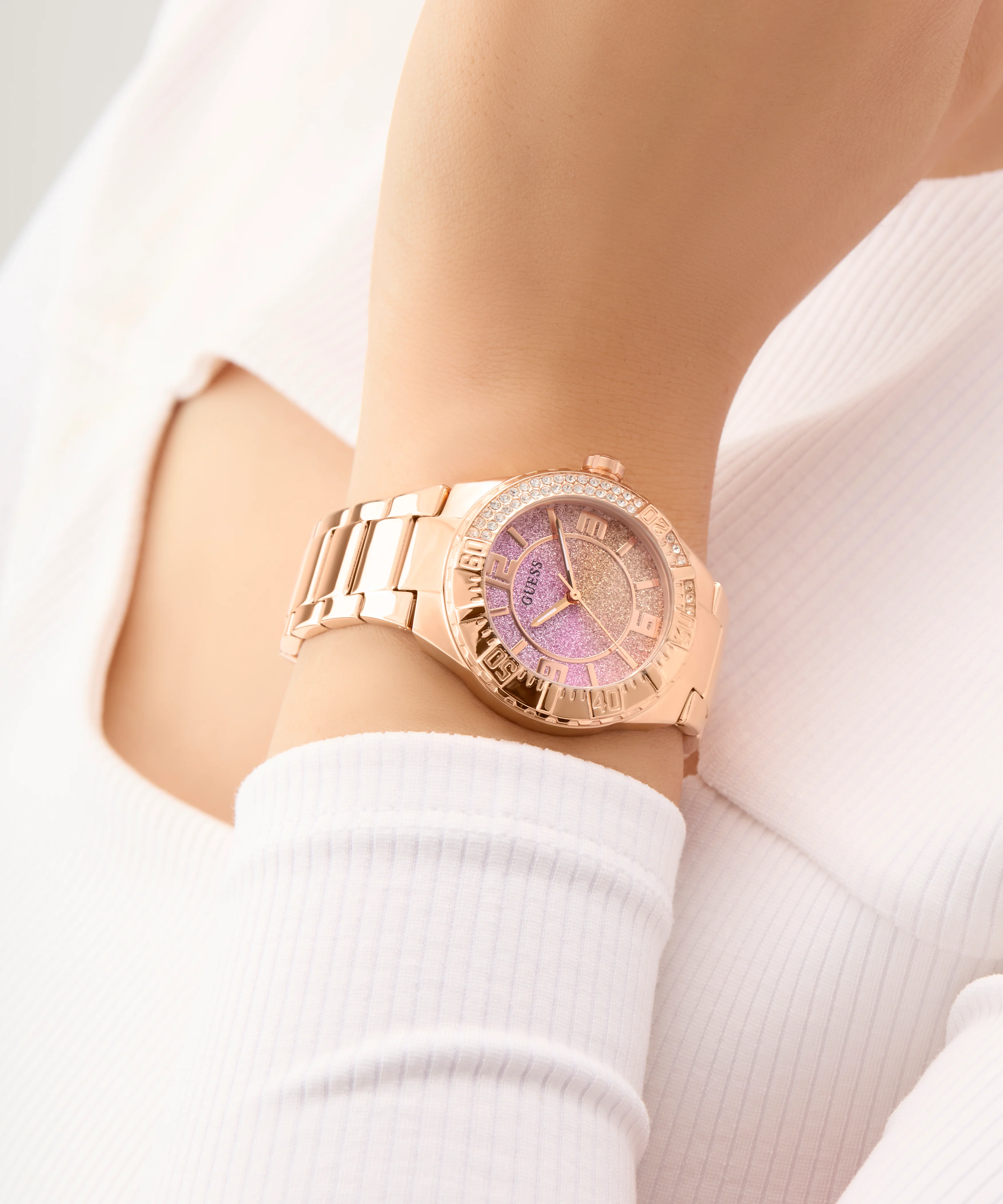 GUESS Ladies Rose Gold Tone Multi-function Watch - Image 6