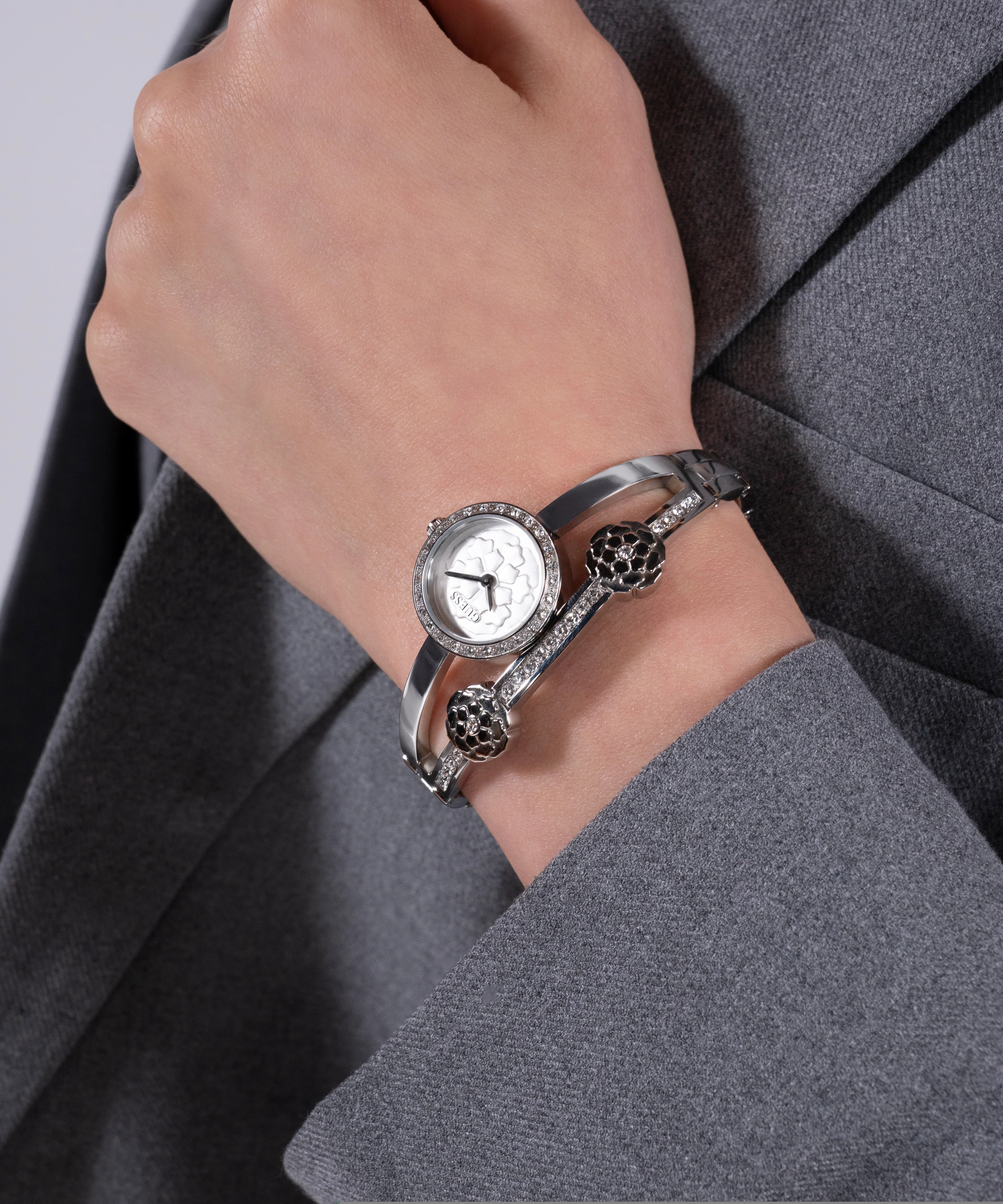GUESS Ladies Silver Tone Analog Watch - Image 3