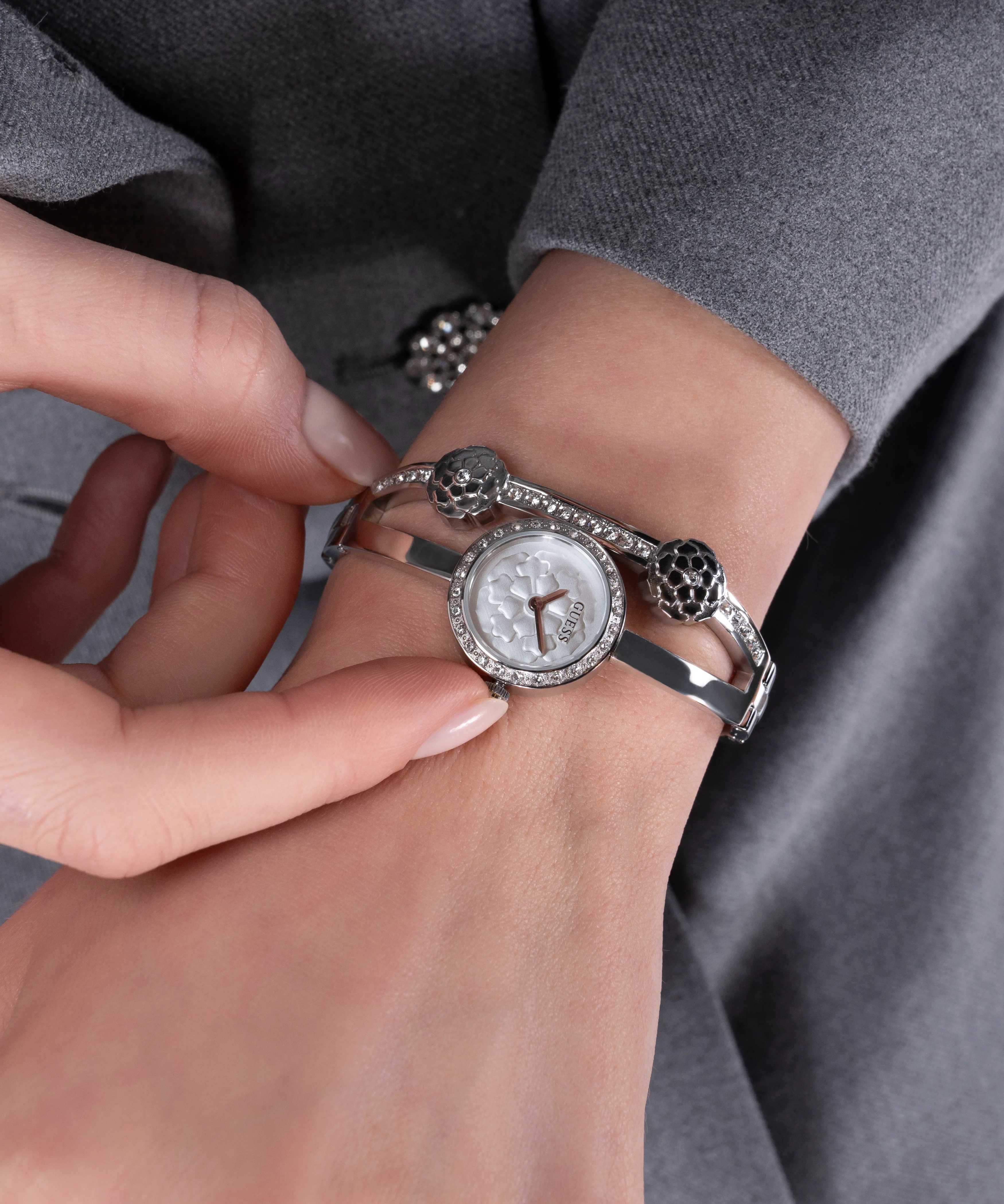 GUESS Ladies Silver Tone Analog Watch - Image 5