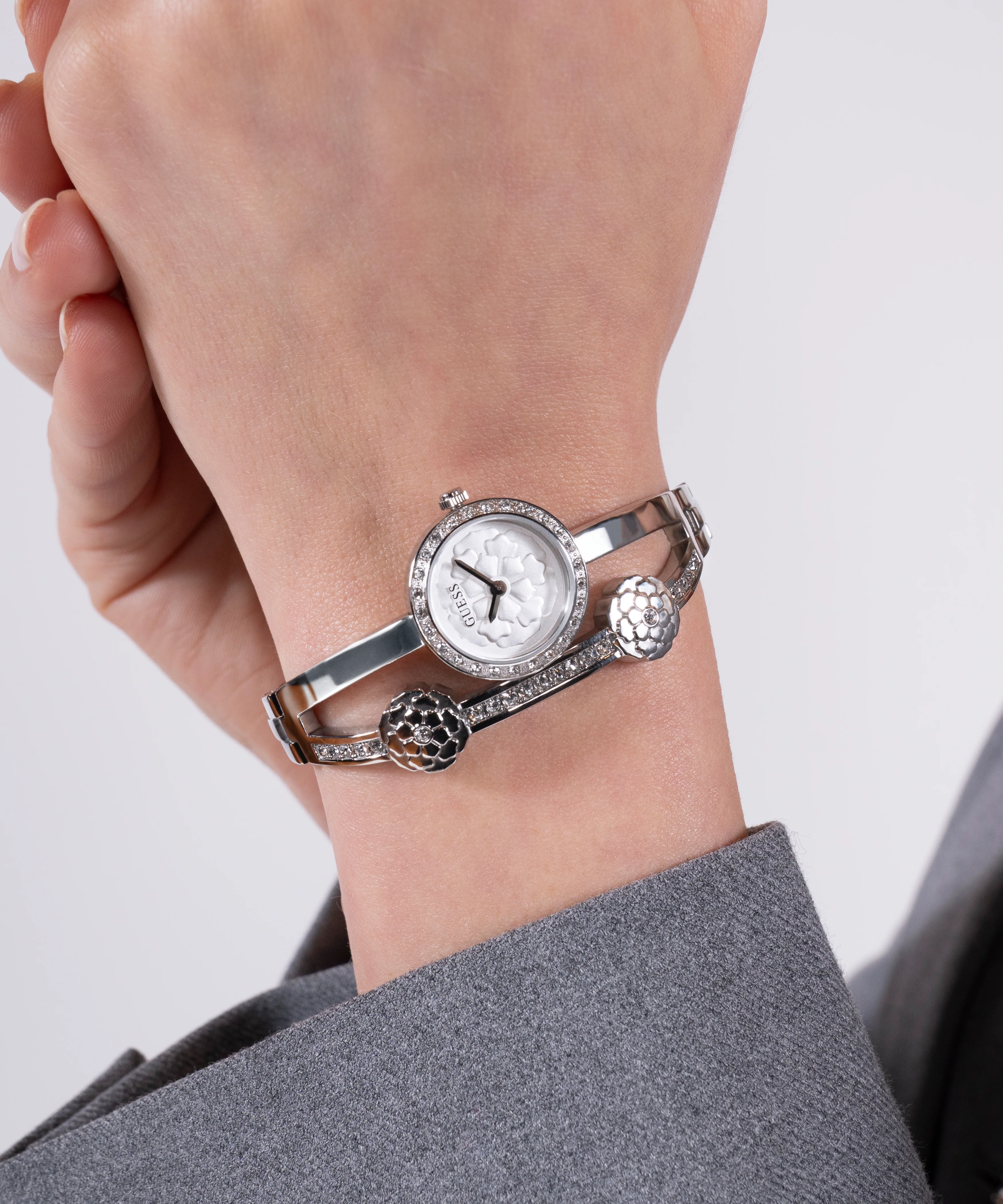 GUESS Ladies Silver Tone Analog Watch - Image 6