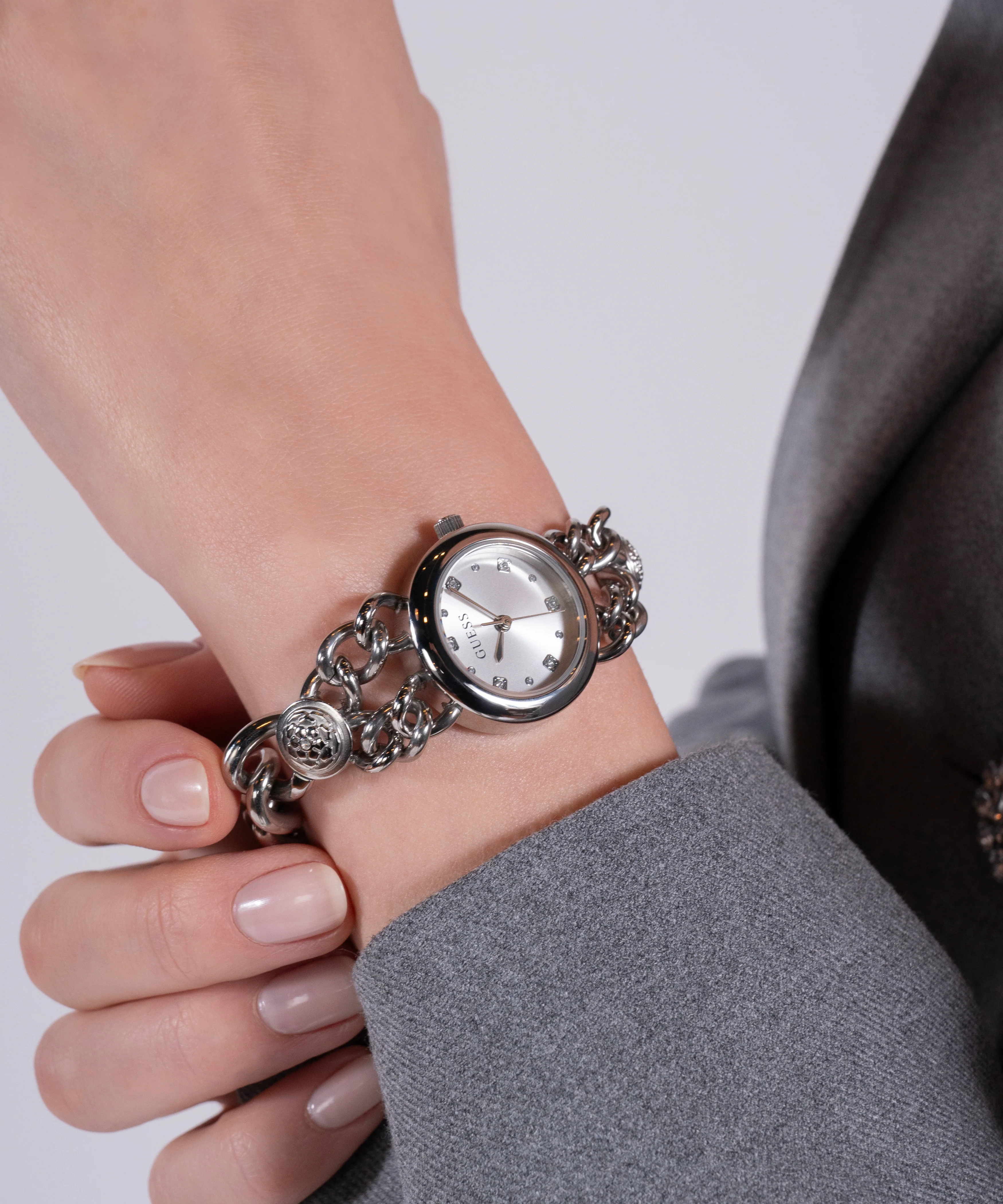 GUESS Ladies Silver Tone Analog Watch - Image 3