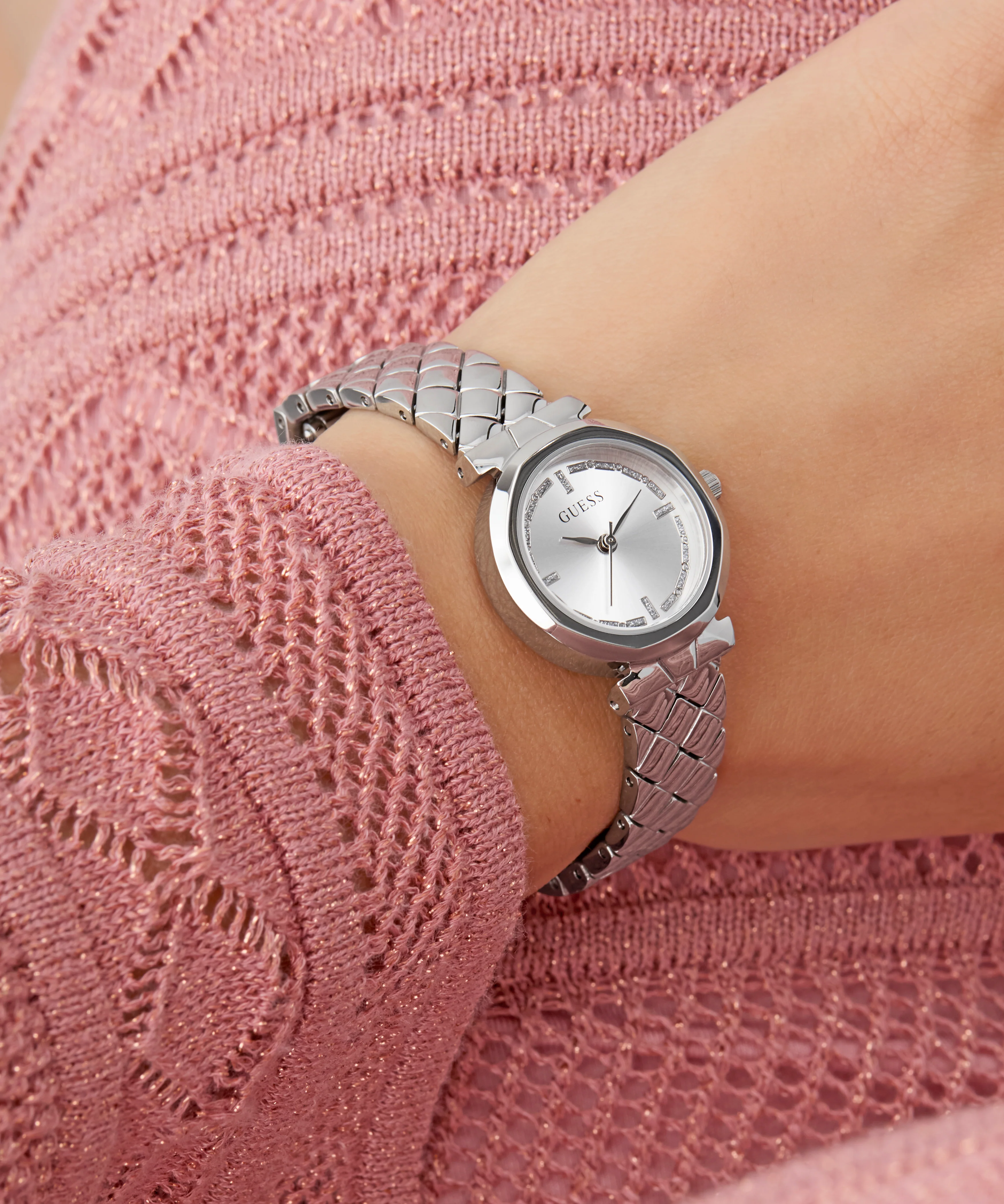 GUESS Ladies Silver Tone Analog Watch - Image 5