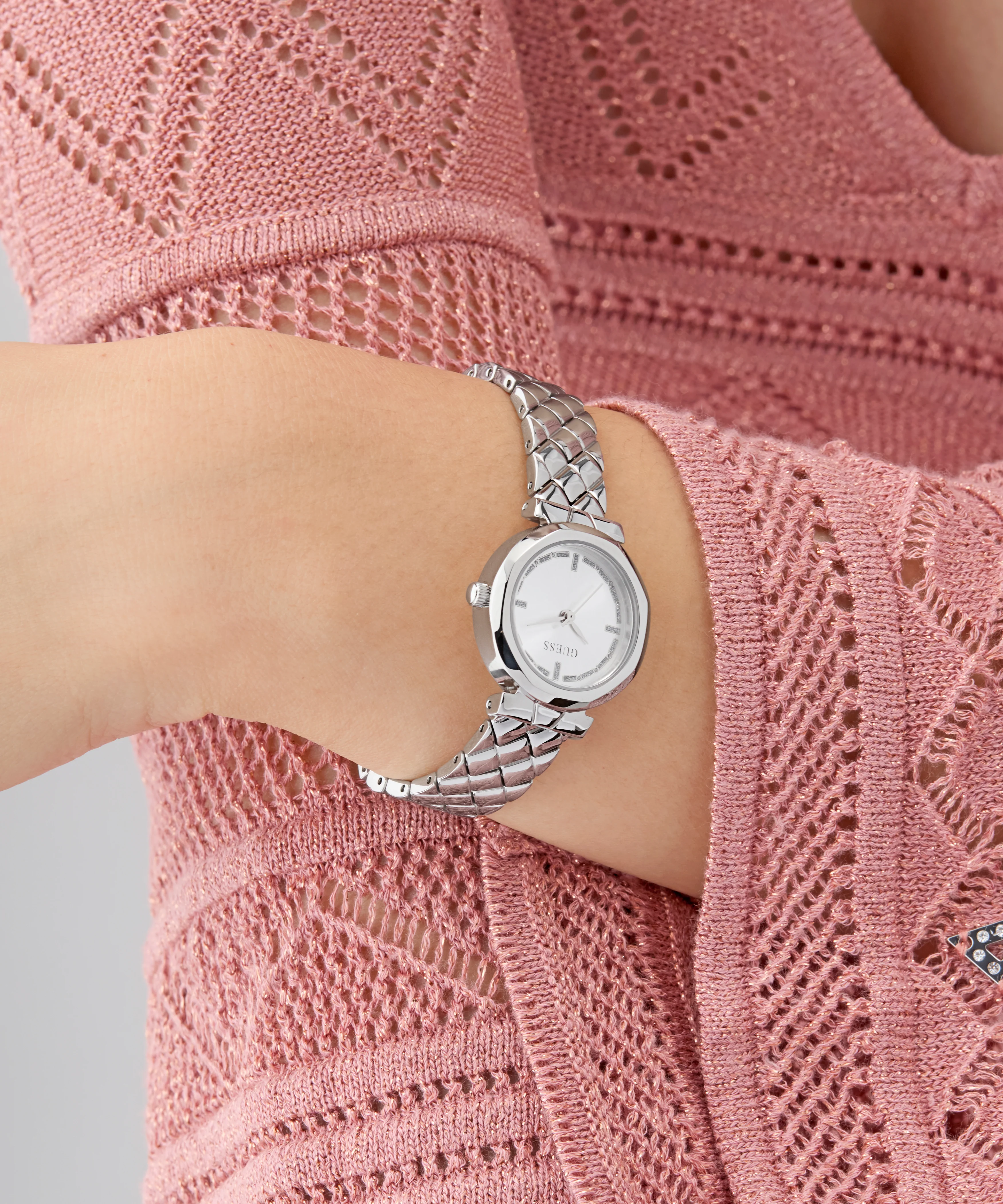 GUESS Ladies Silver Tone Analog Watch - Image 6