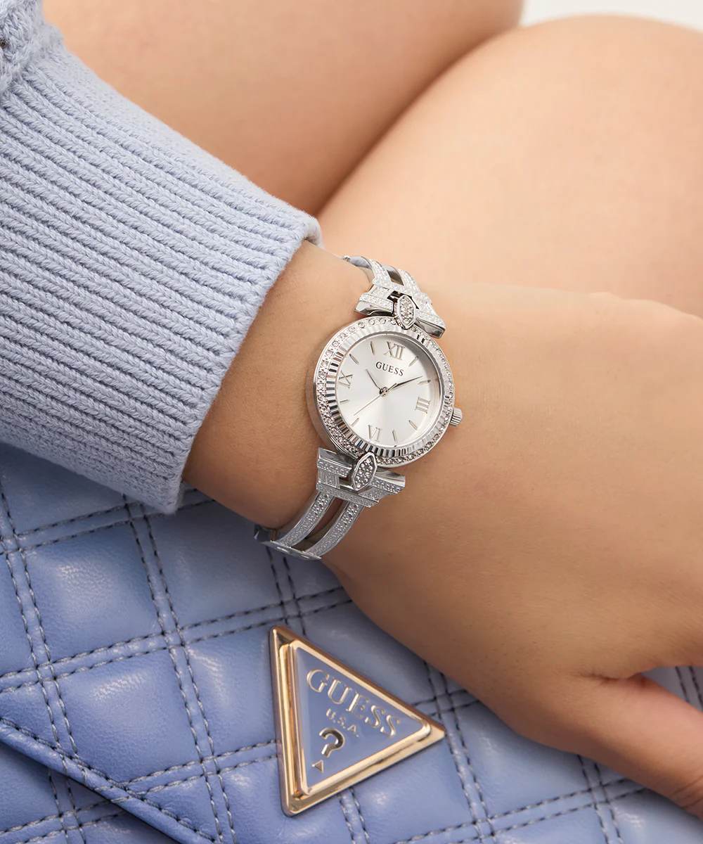 GUESS Ladies Silver Tone Analog Watch - Image 5