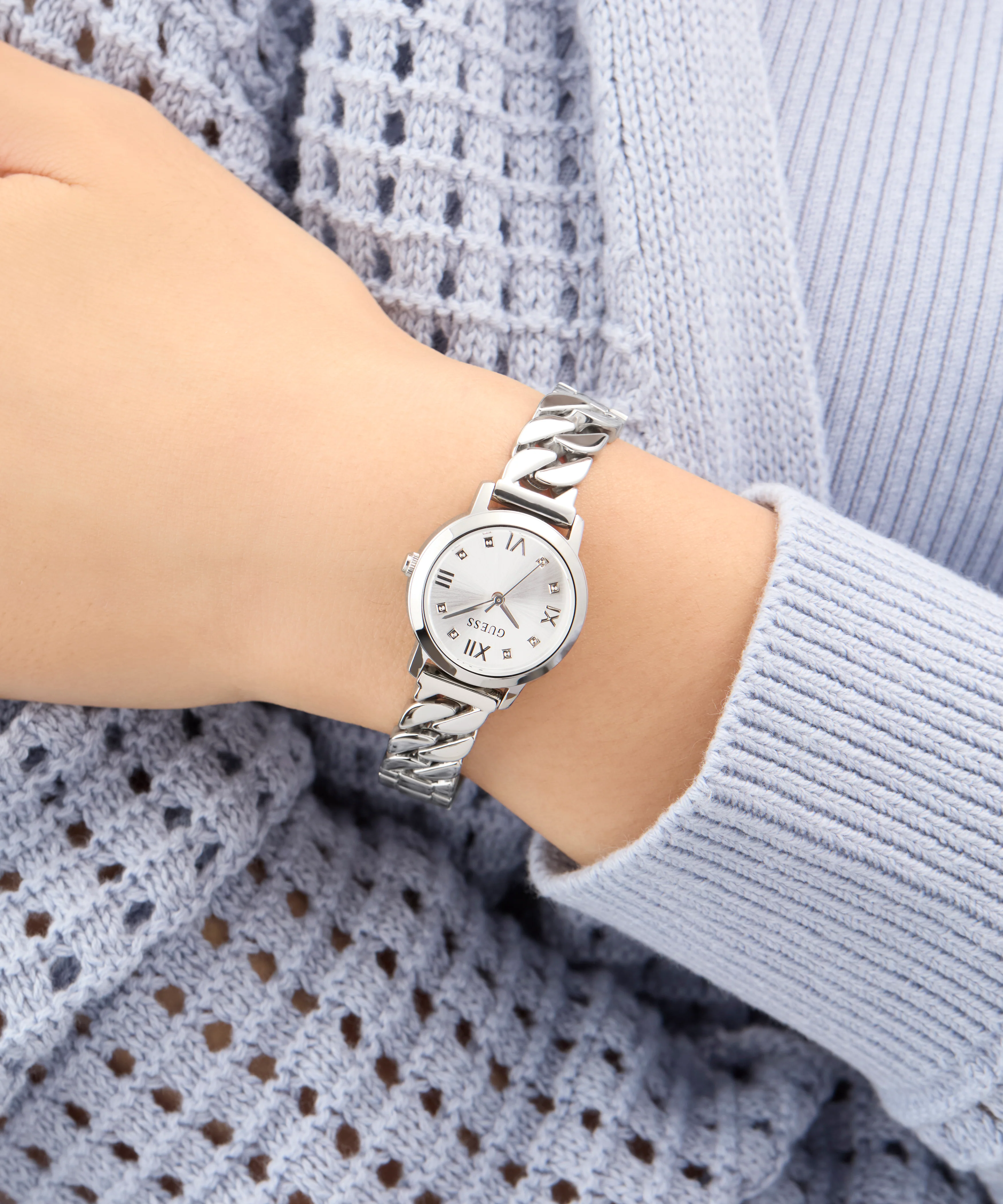 GUESS Ladies Silver Tone Analog Watch - Image 3