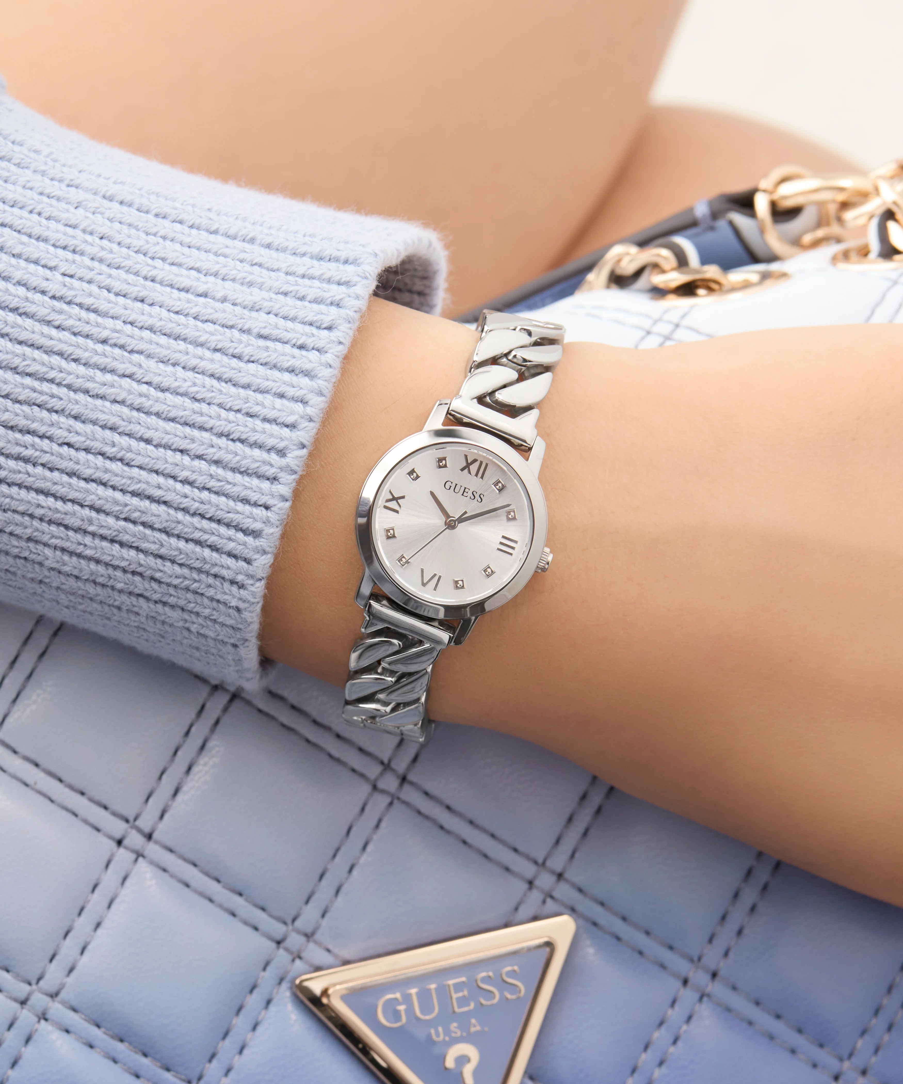 GUESS Ladies Silver Tone Analog Watch - Image 5