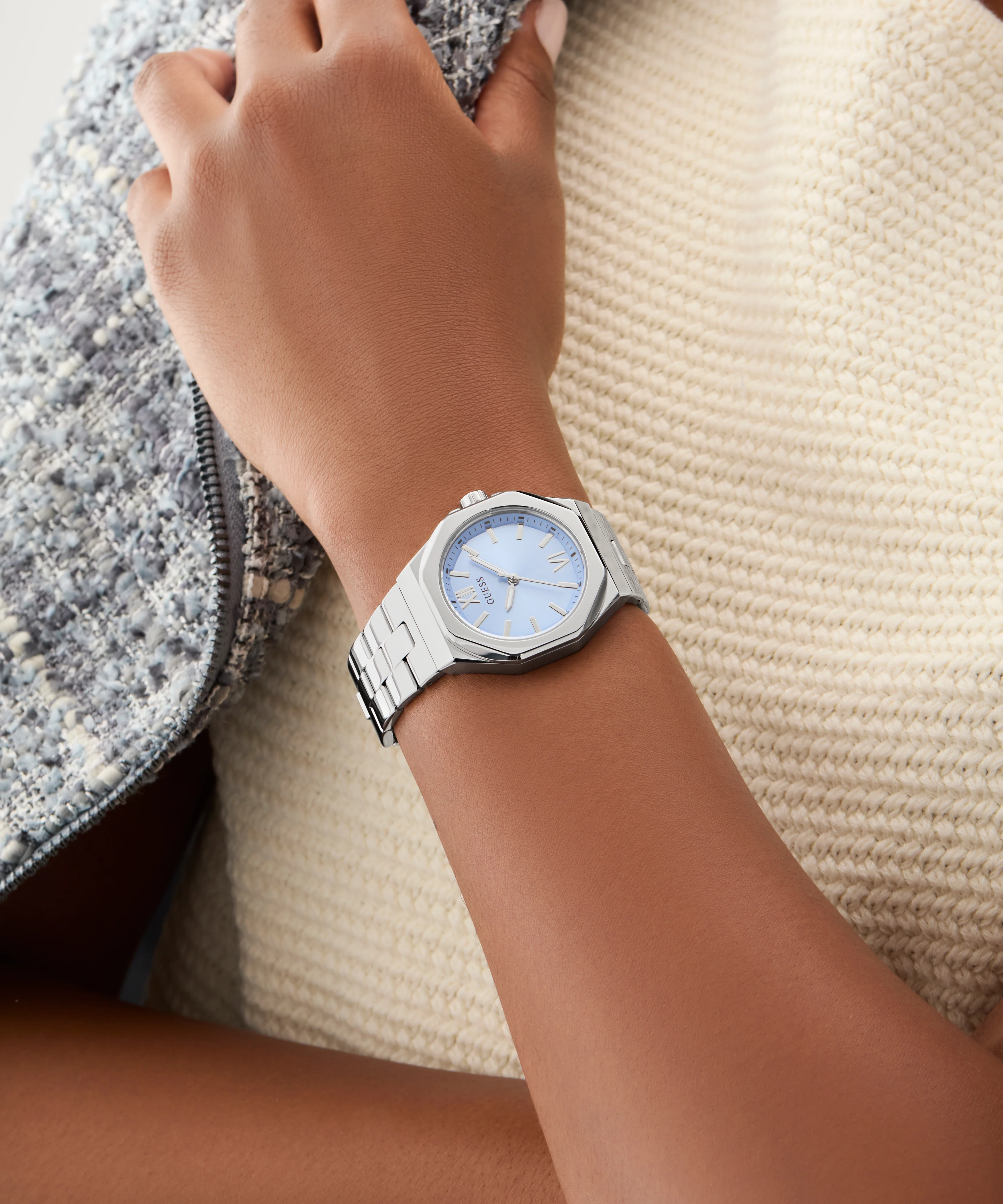 GUESS Ladies Silver Tone Analog Watch - Image 3
