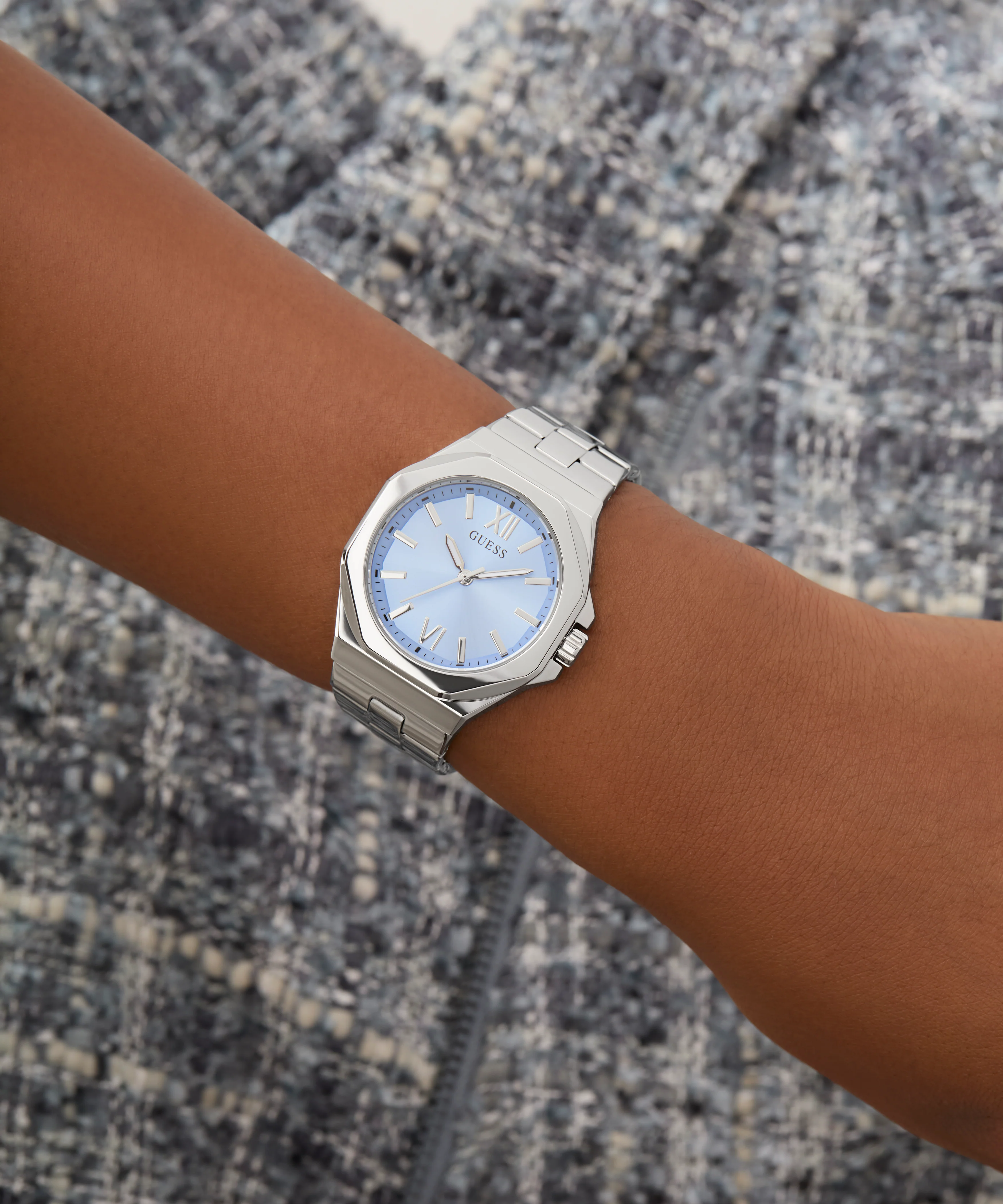 GUESS Ladies Silver Tone Analog Watch - Image 5