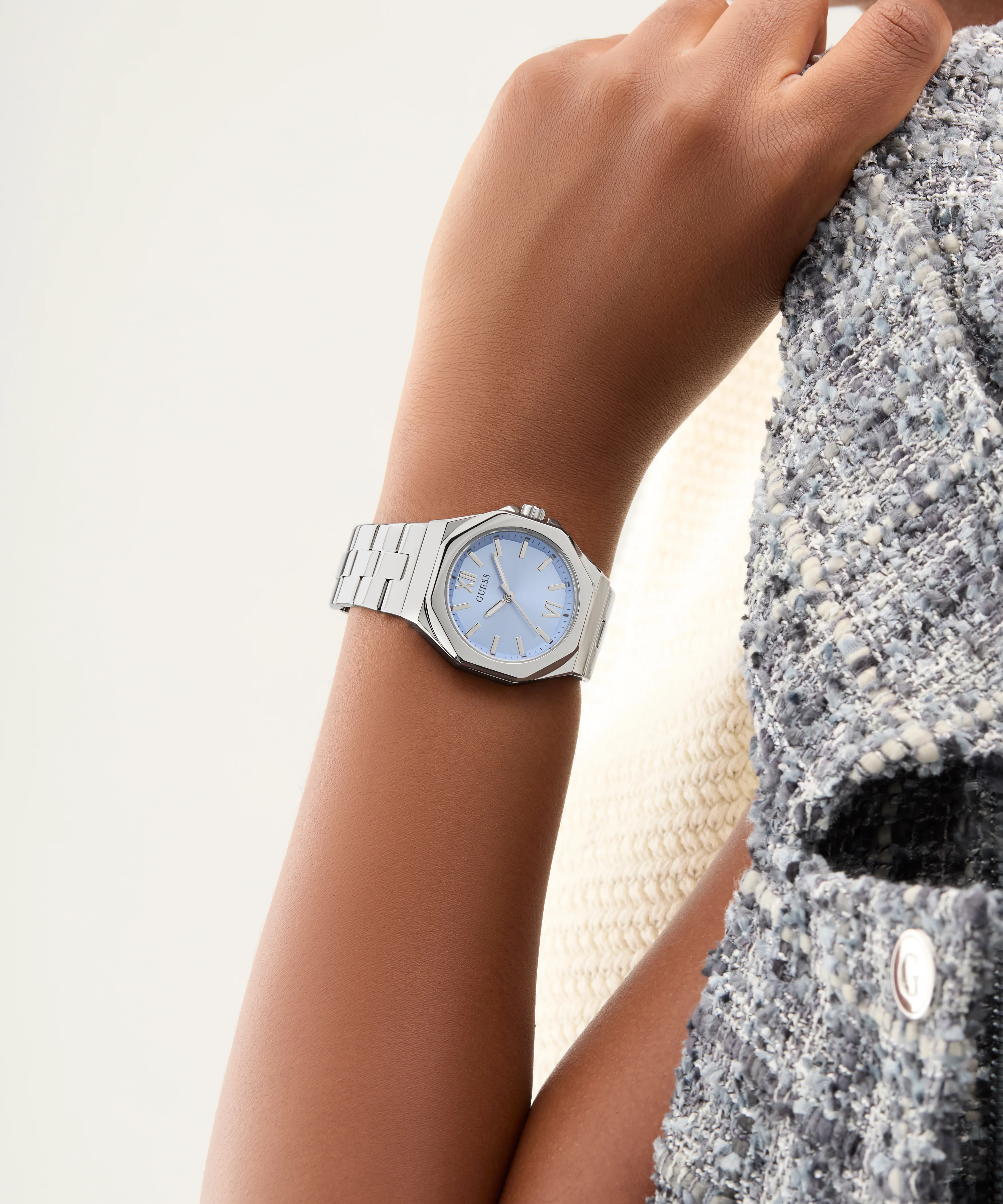 GUESS Ladies Silver Tone Analog Watch - Image 6