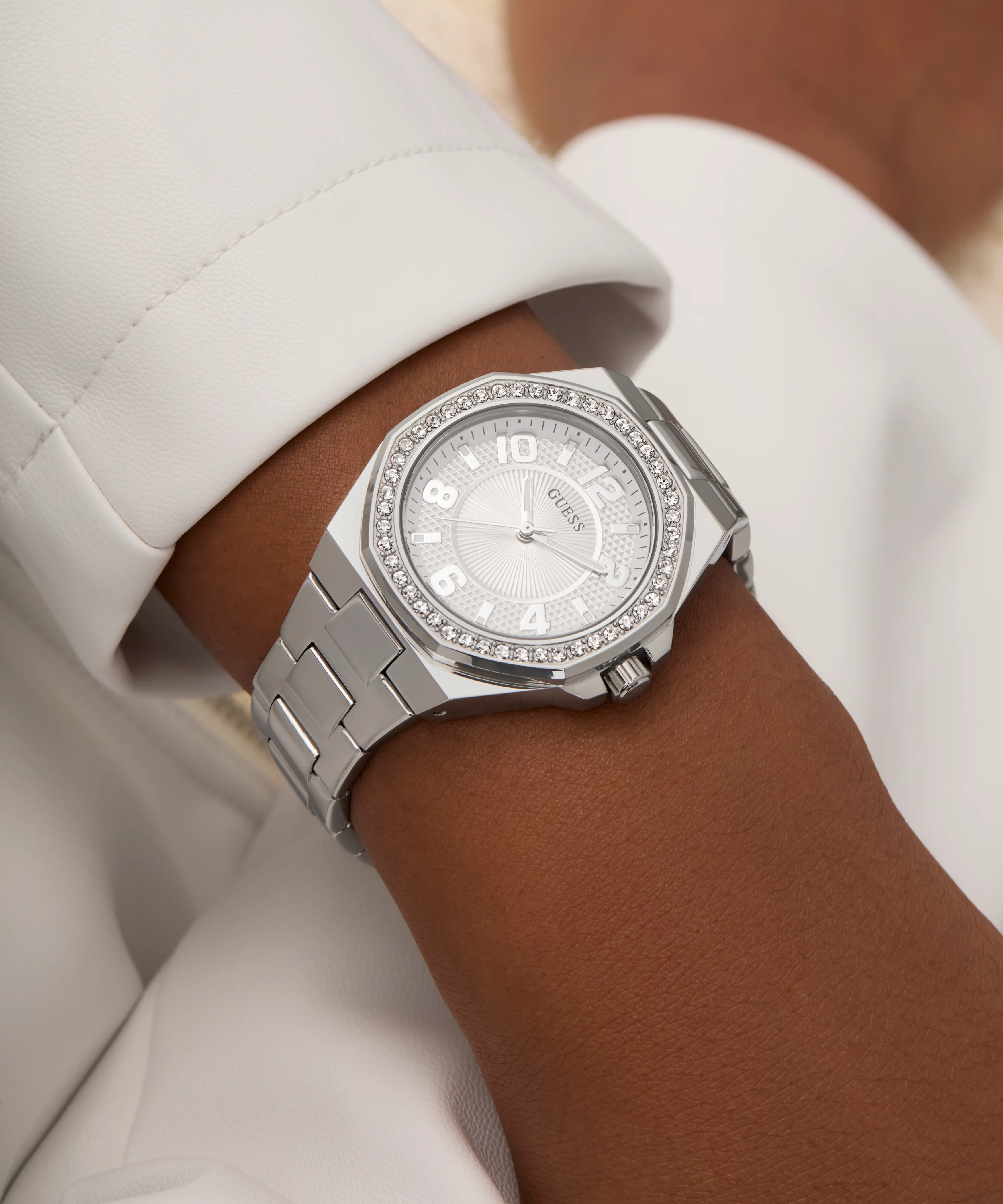 GUESS Ladies Silver Tone Analog Watch - Image 6
