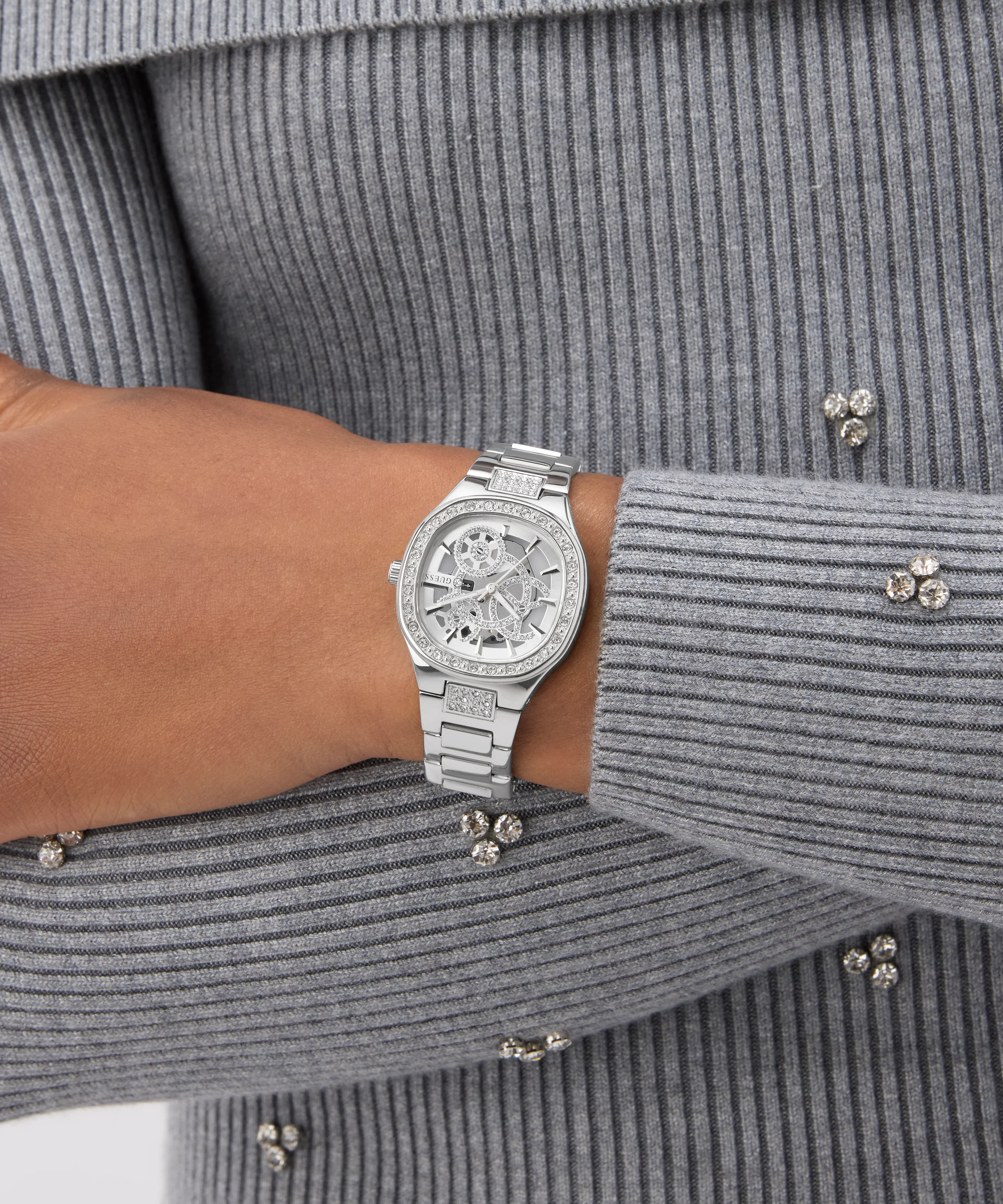GUESS Ladies Silver Tone Analog Watch - Image 5