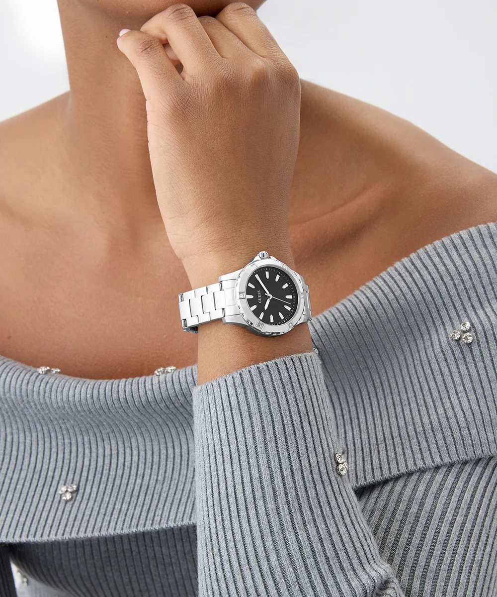 GUESS Ladies Silver Tone Analog Watch - Image 4