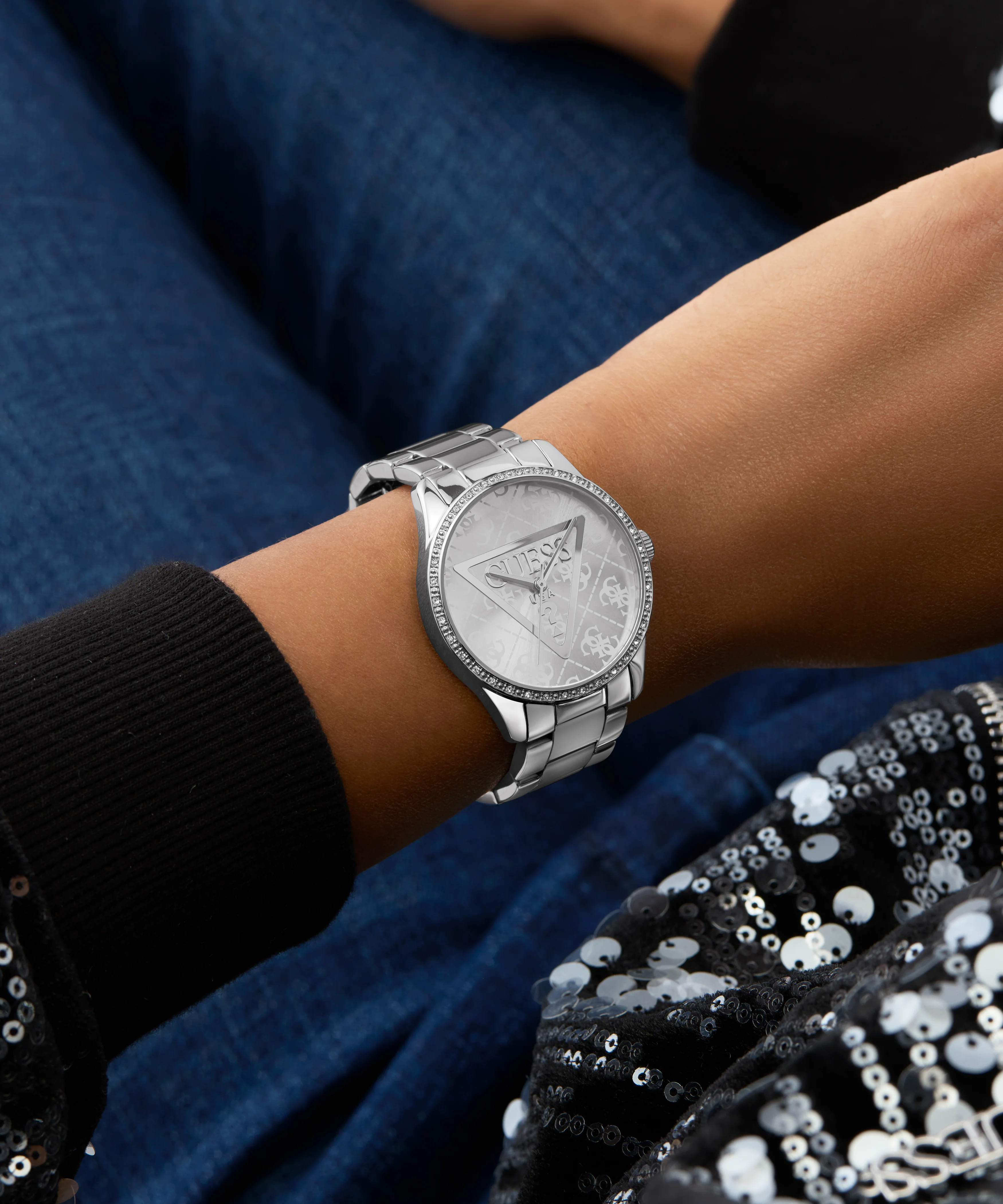 GUESS Ladies Silver Tone Analog Watch - Image 4