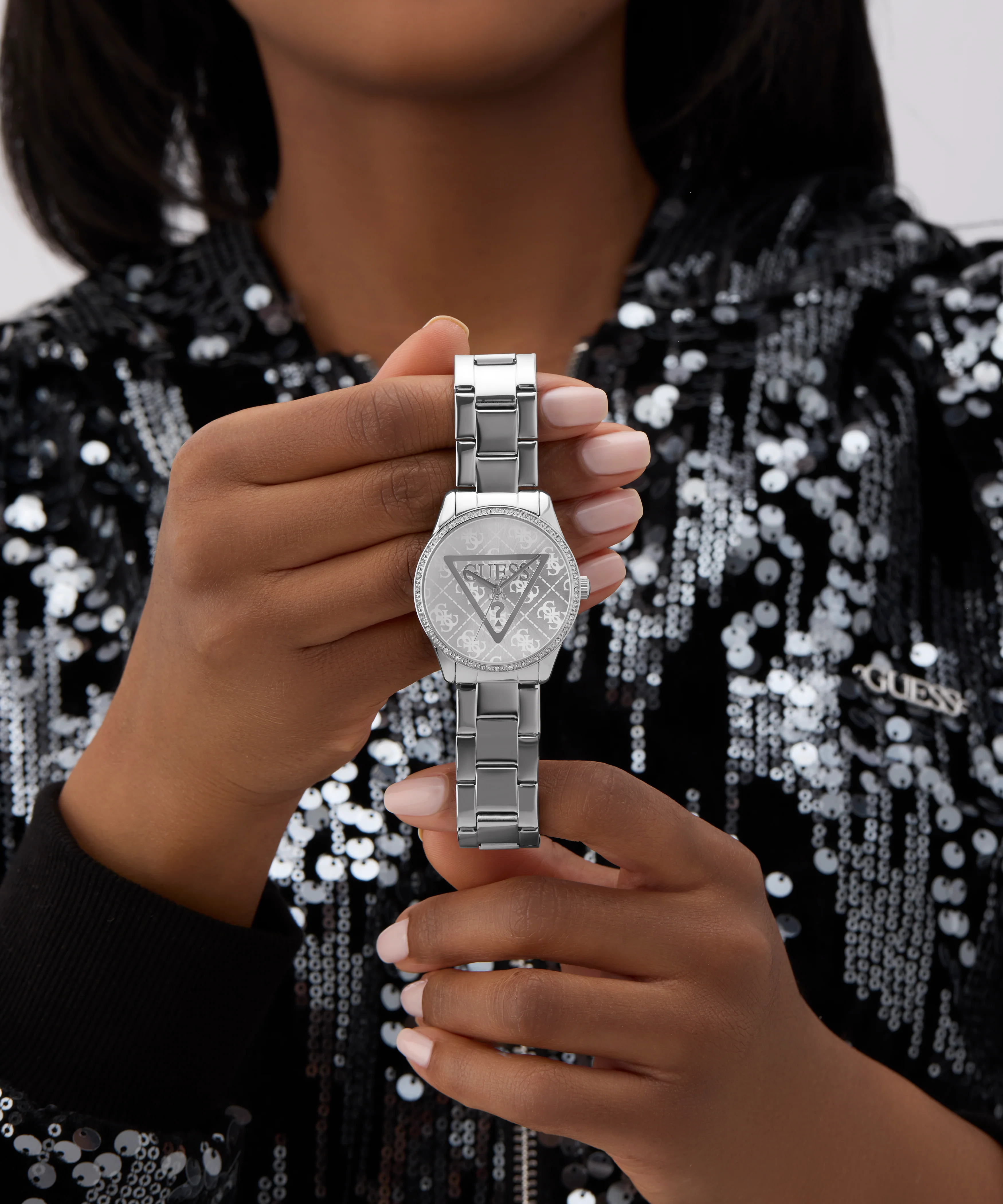 GUESS Ladies Silver Tone Analog Watch - Image 5