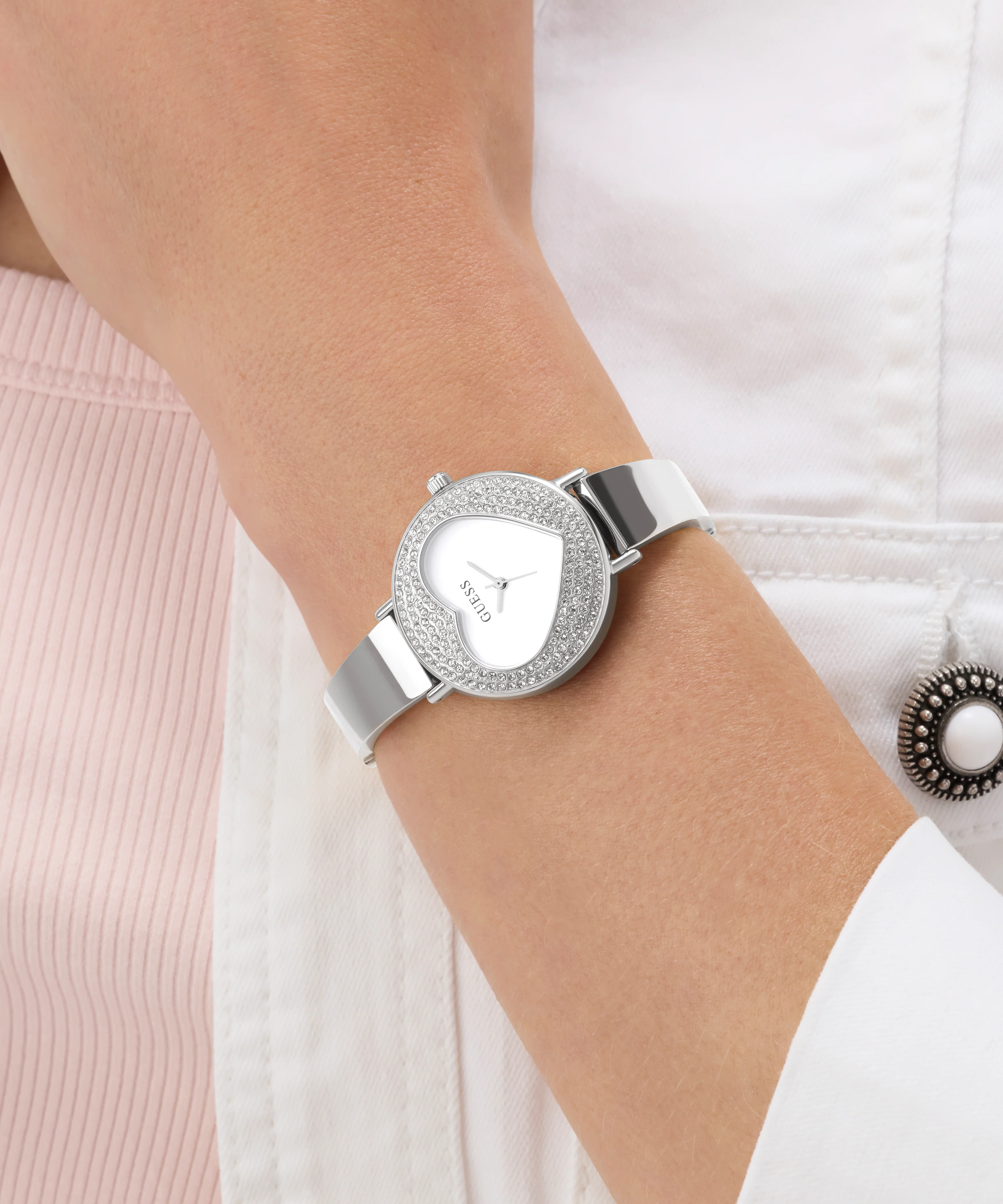 GUESS Ladies Silver Tone Analog Watch - Image 6