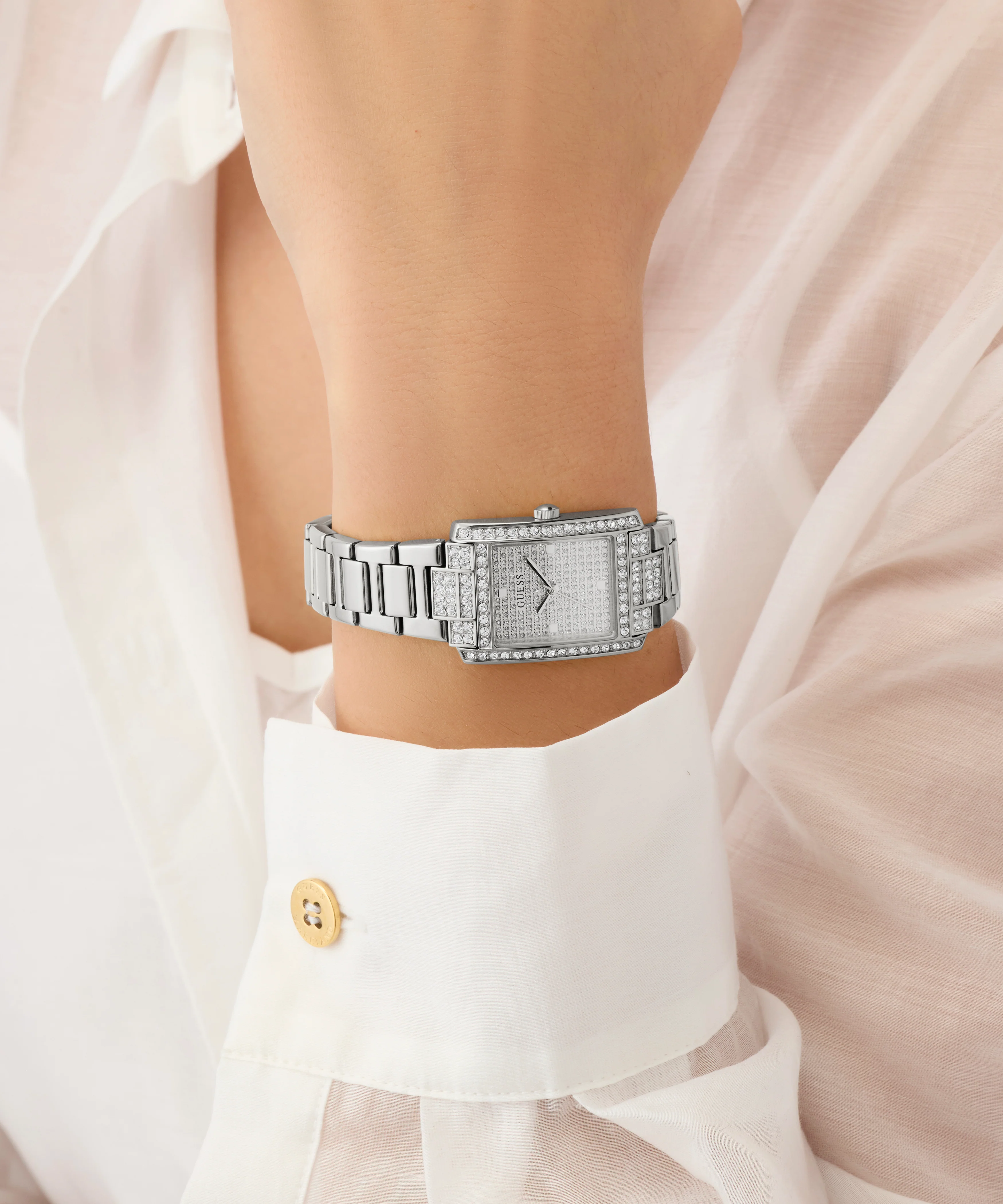 GUESS Ladies Silver Tone Analog Watch - Image 5