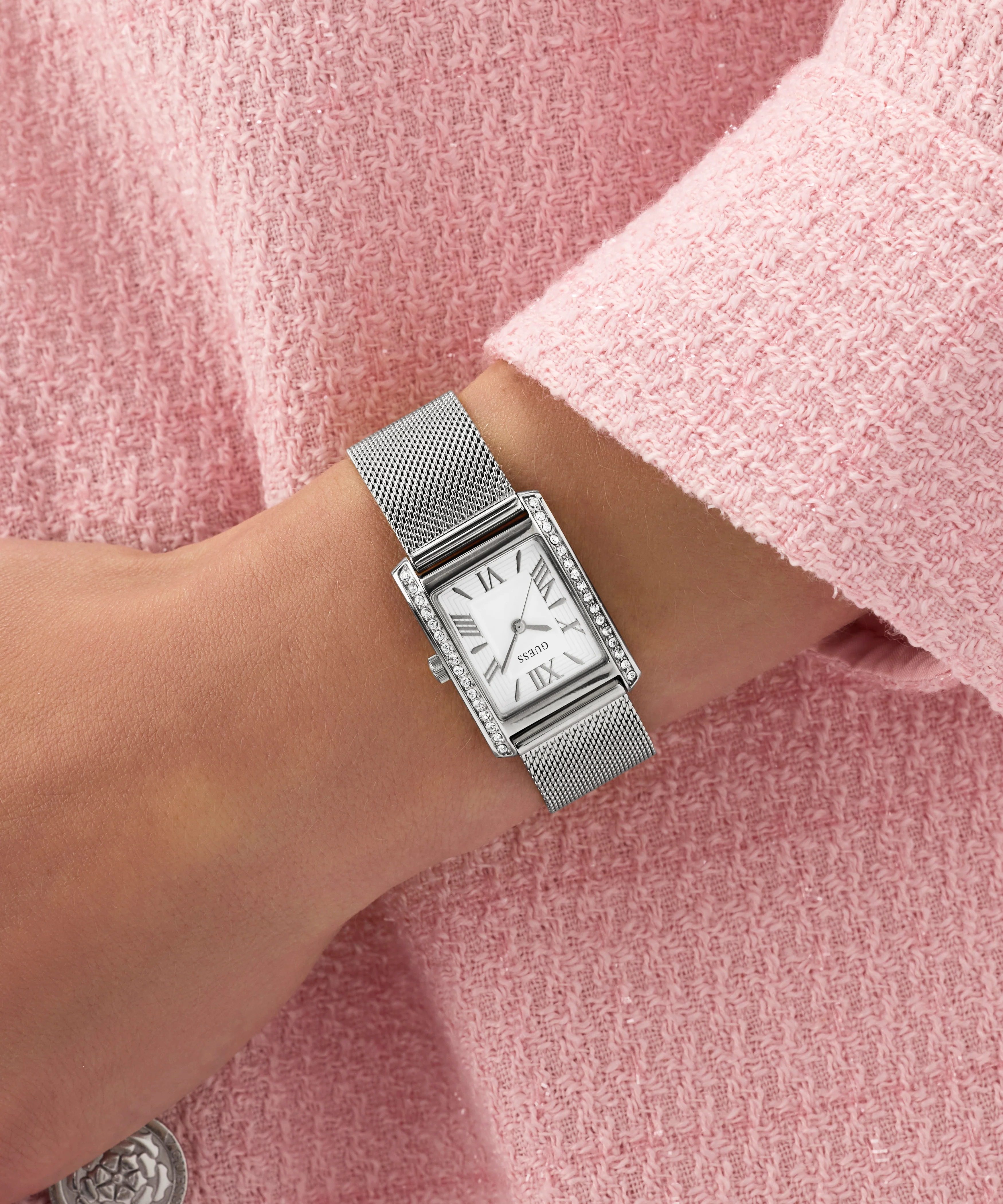 GUESS Ladies Silver Tone Analog Watch - Image 4