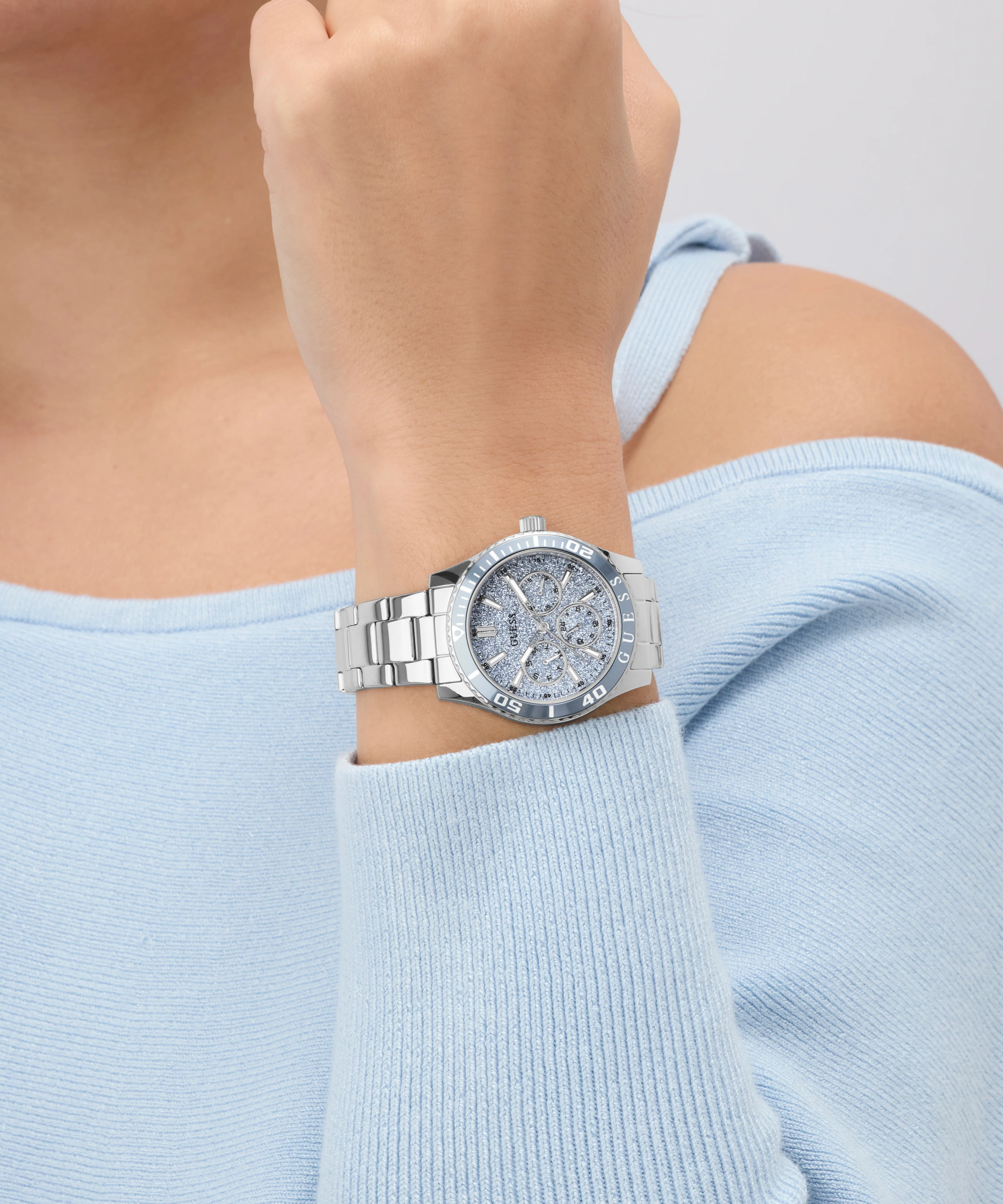 GUESS Ladies Silver Tone Analog Watch - Image 3