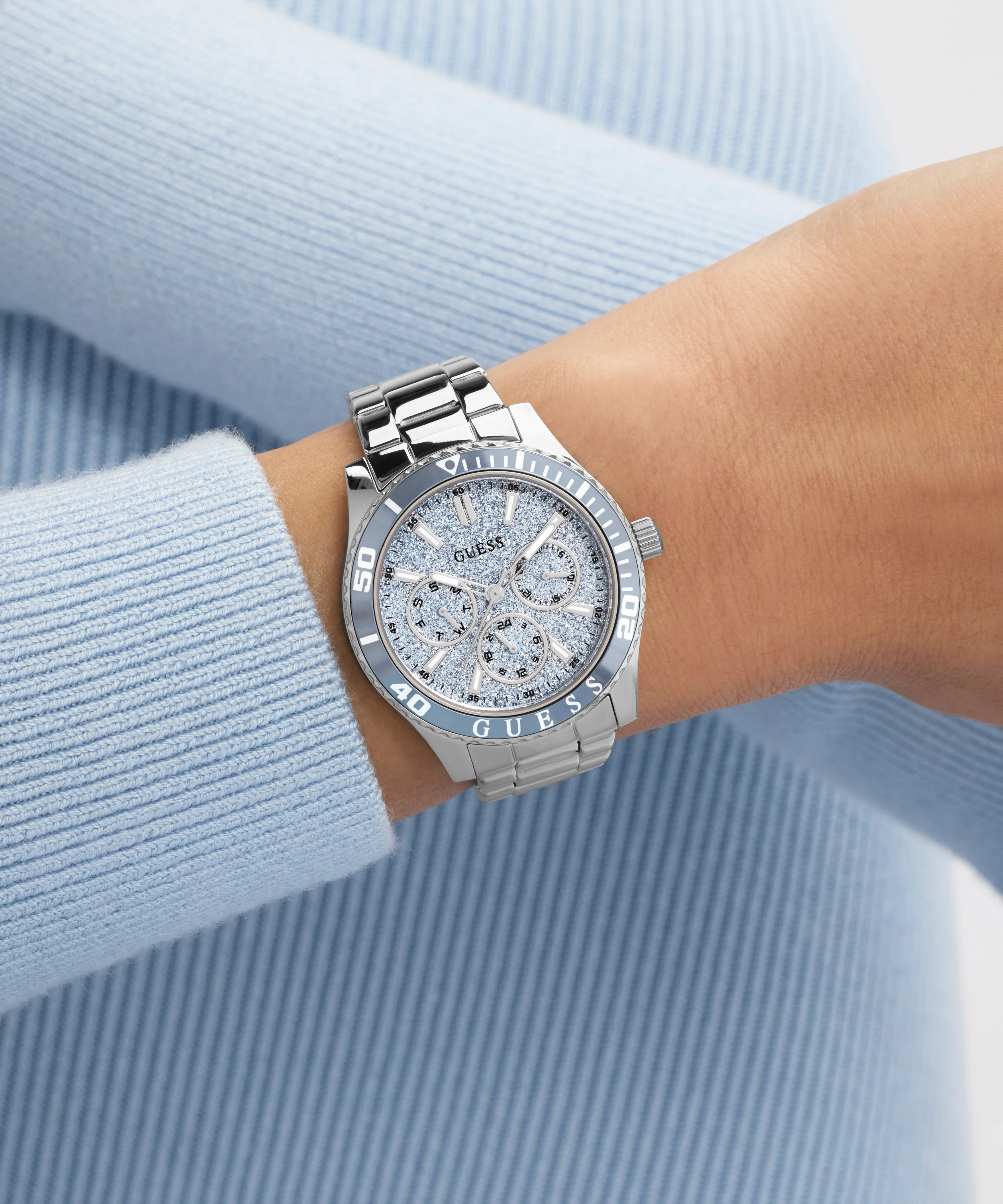 GUESS Ladies Silver Tone Analog Watch - Image 5
