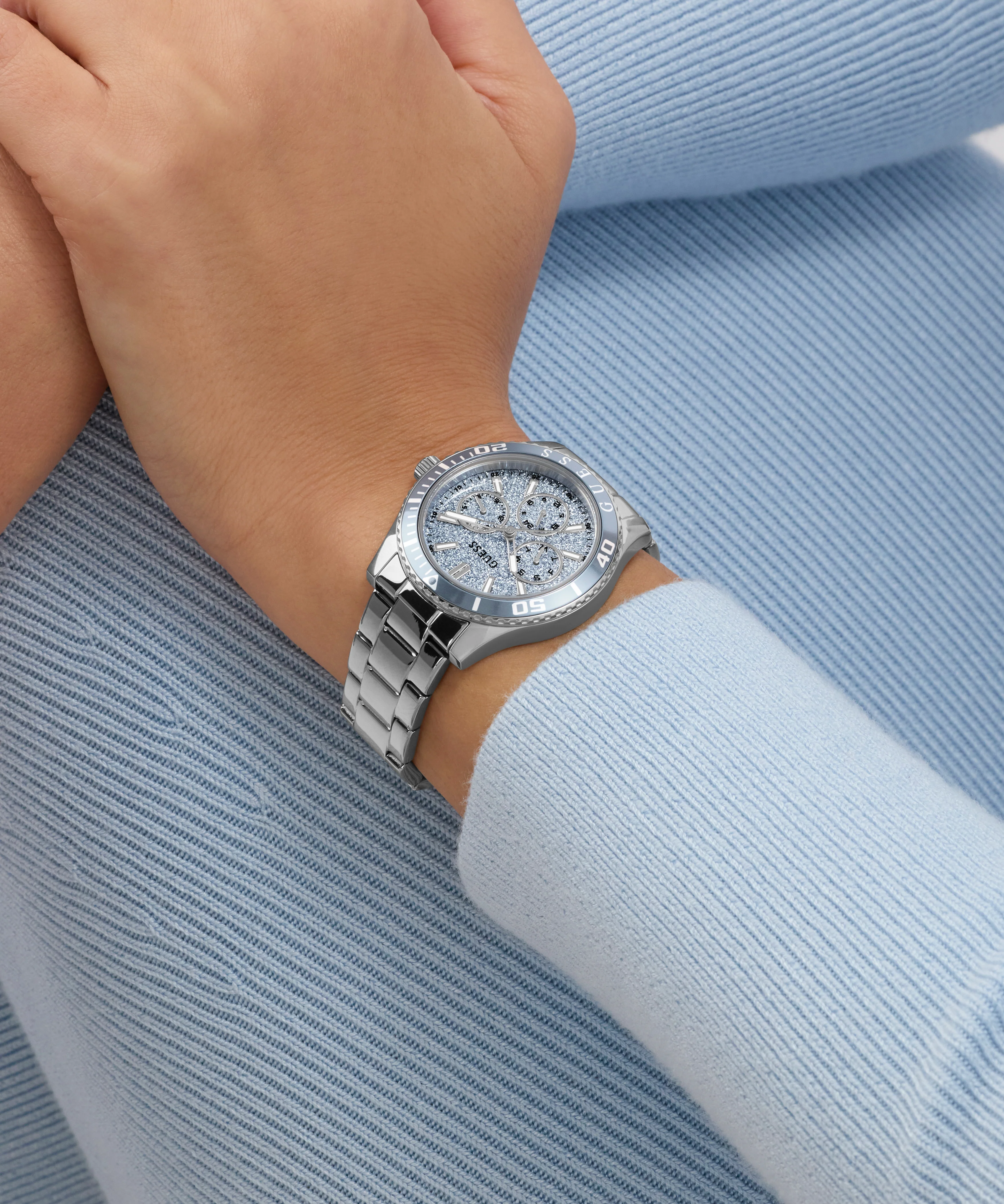 GUESS Ladies Silver Tone Analog Watch - Image 6