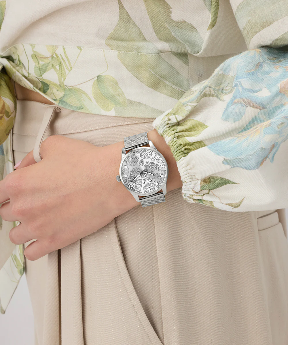 GUESS Ladies Silver Tone Analog Watch - Image 5