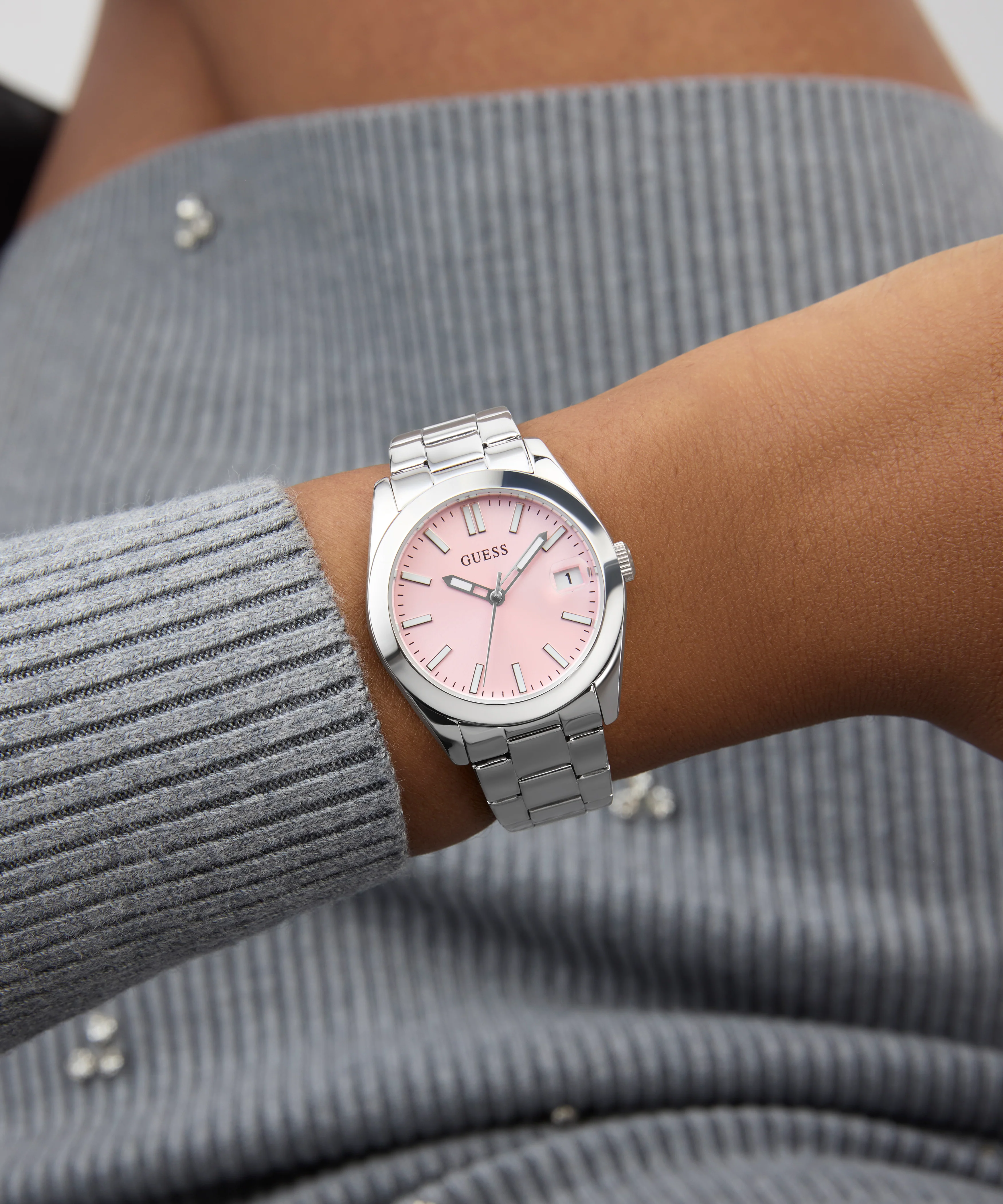 GUESS Ladies Silver Tone Date Watch - Image 5