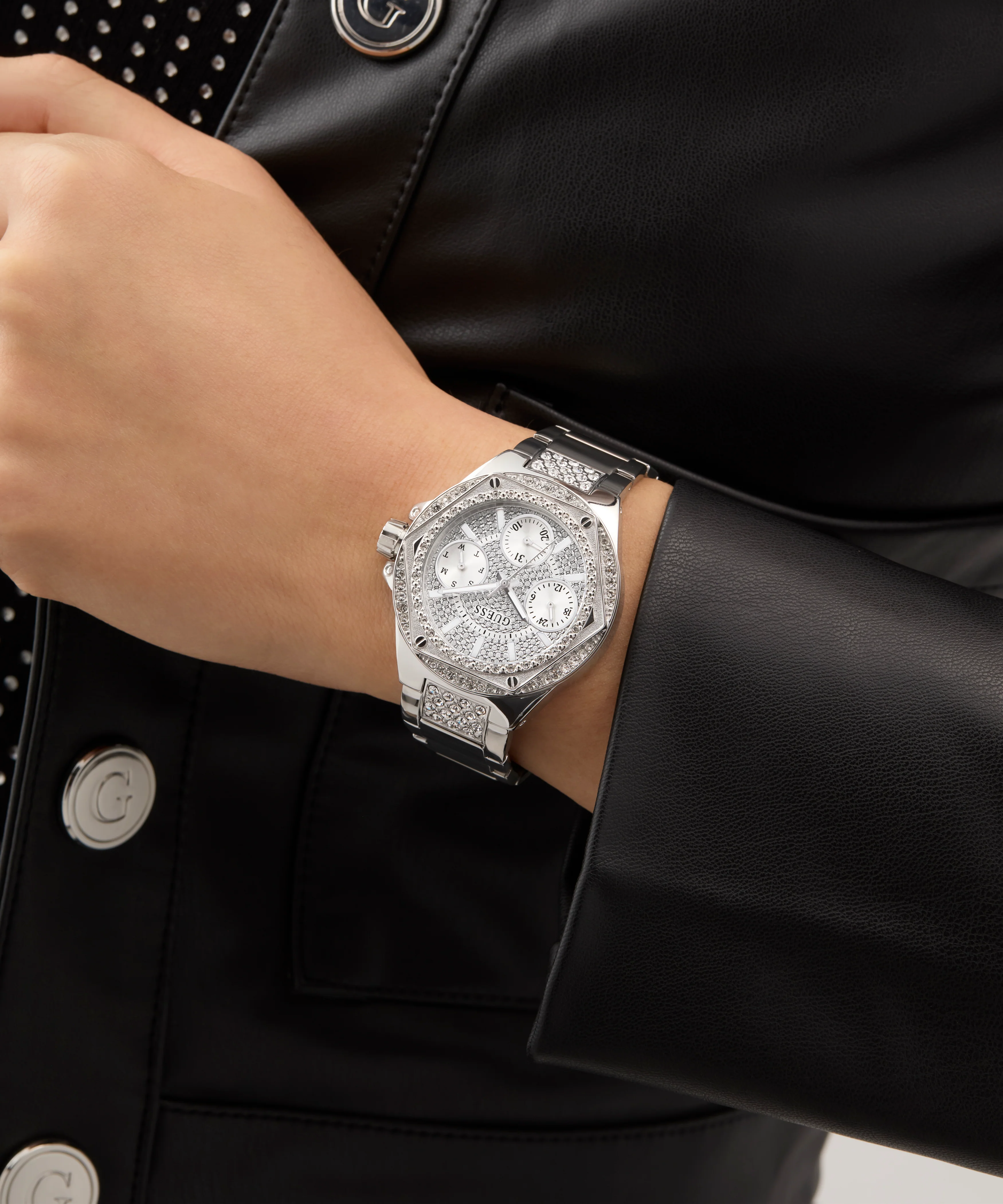 GUESS Ladies Silver Tone Multi-function Watch - Image 6