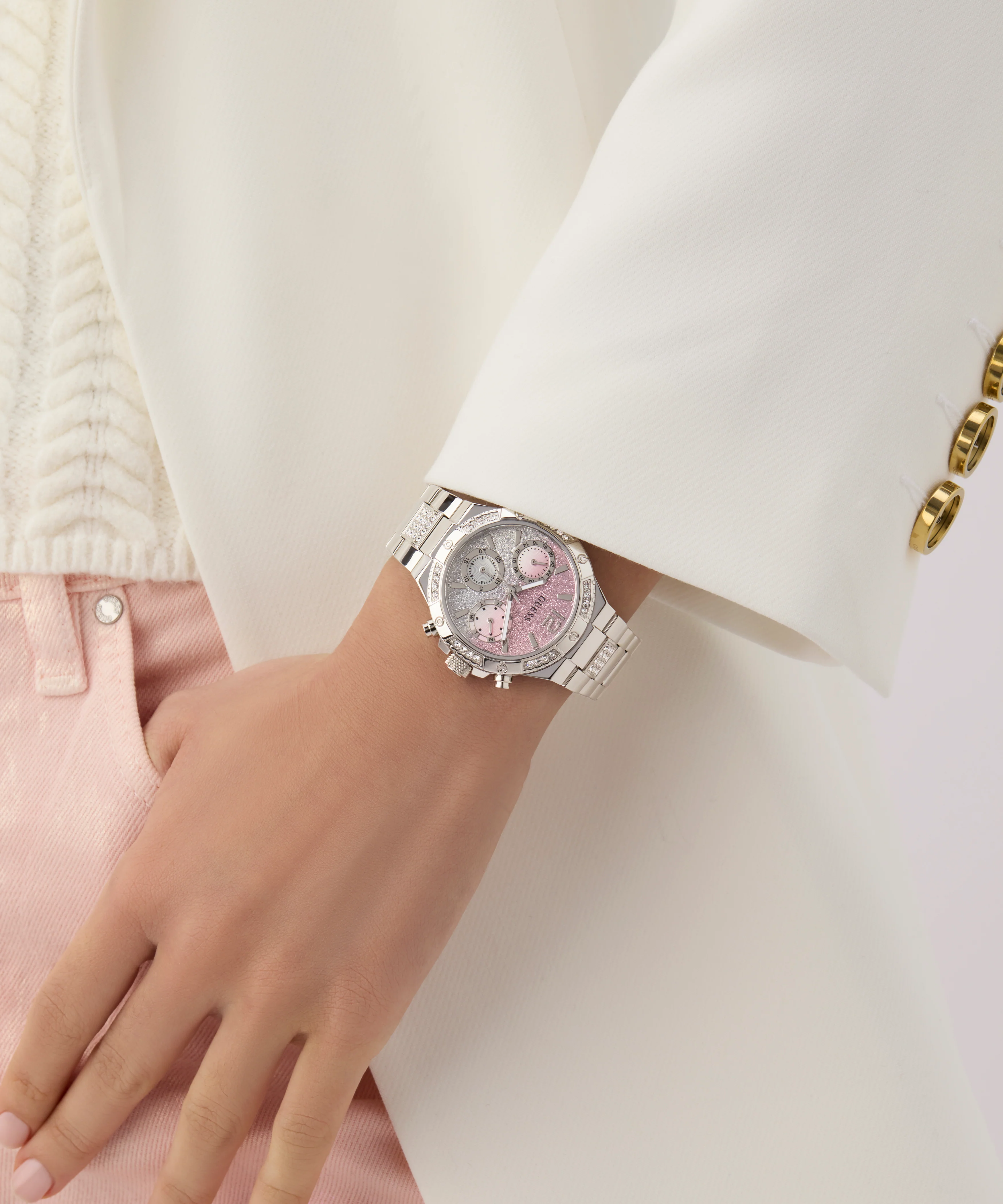 GUESS Ladies Silver Tone Multi-function Watch - Image 2