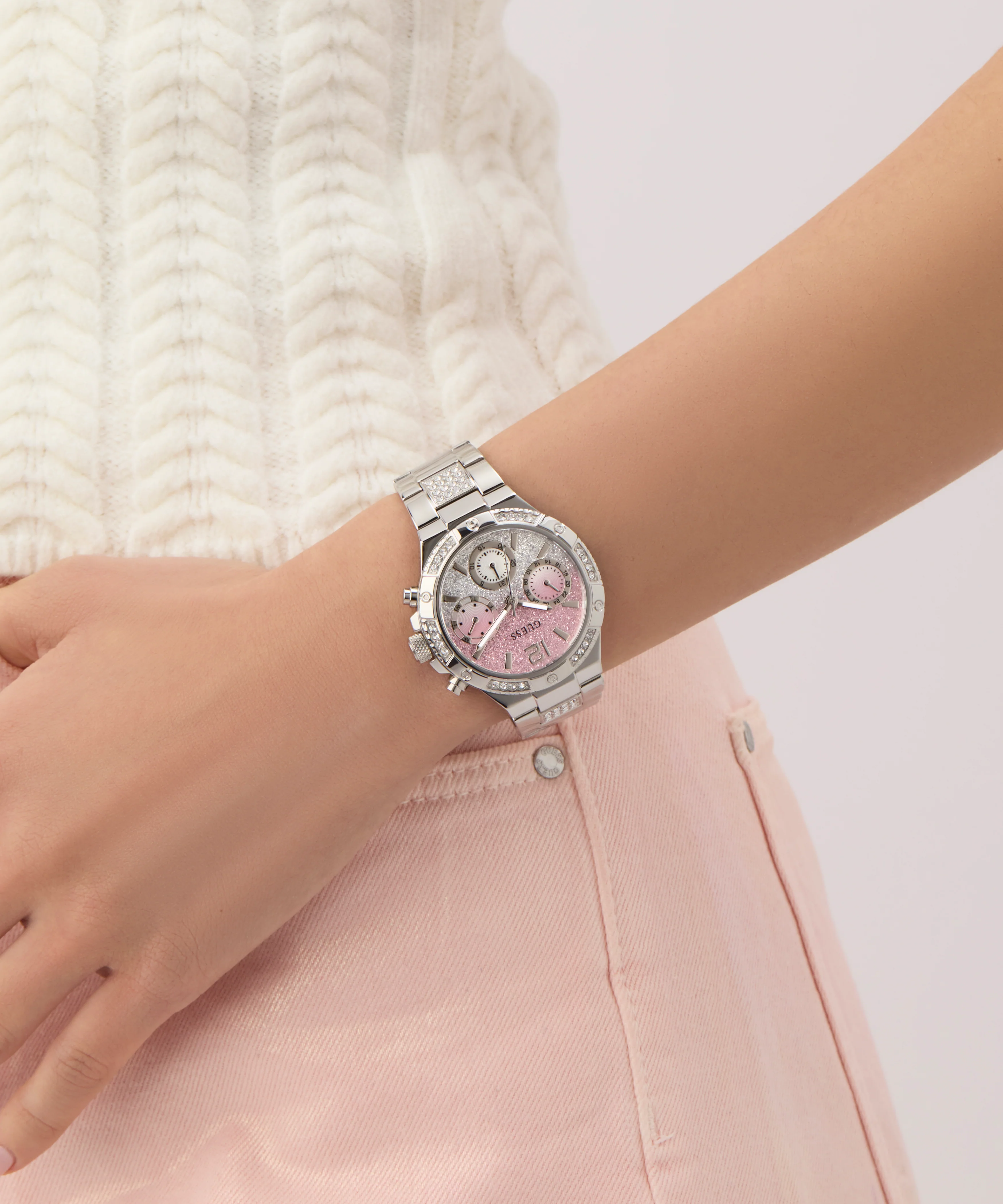 GUESS Ladies Silver Tone Multi-function Watch - Image 6