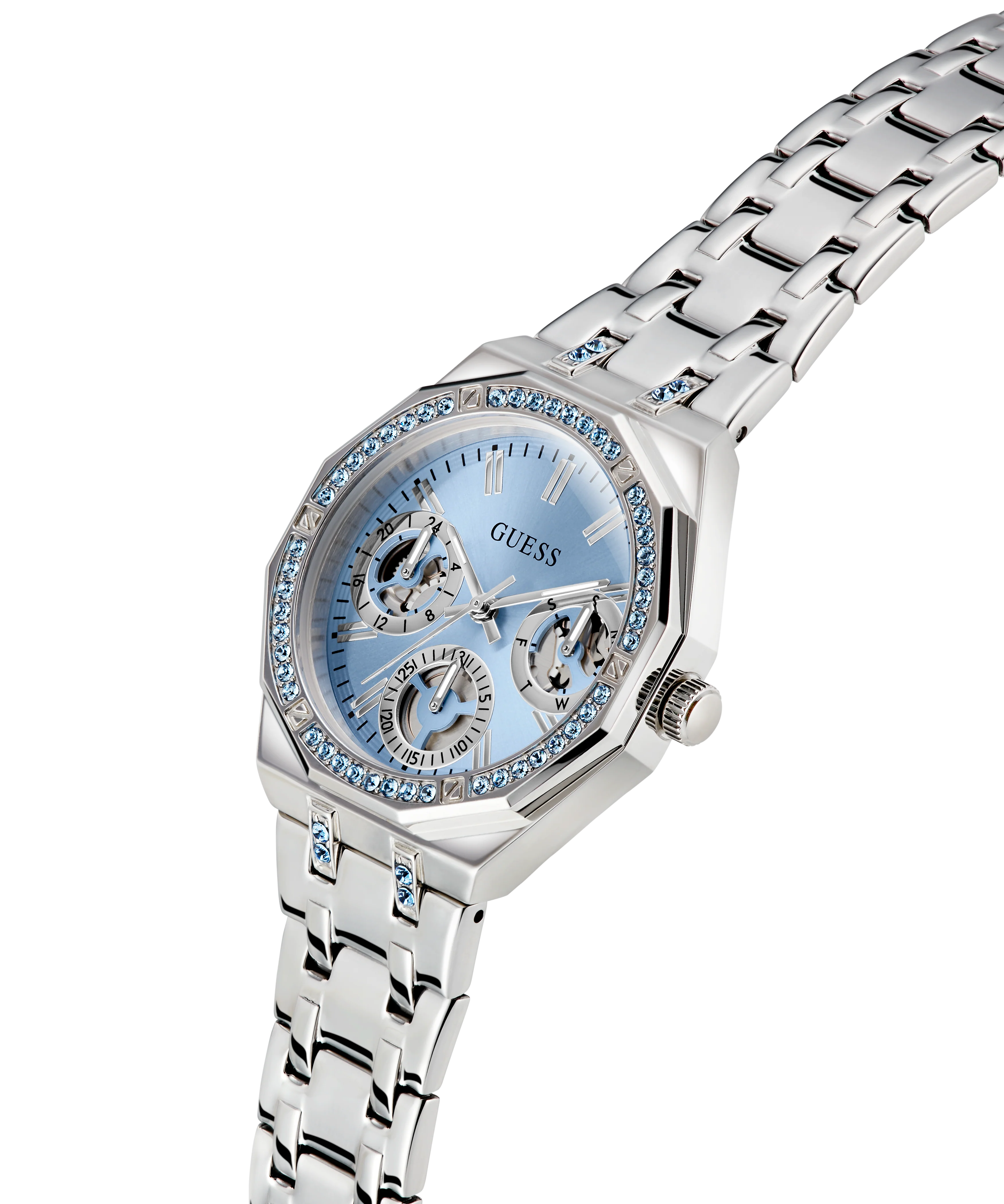 GUESS Ladies Silver Tone Multi-function Watch with Swarovski ReCreated™ crystals - Image 2