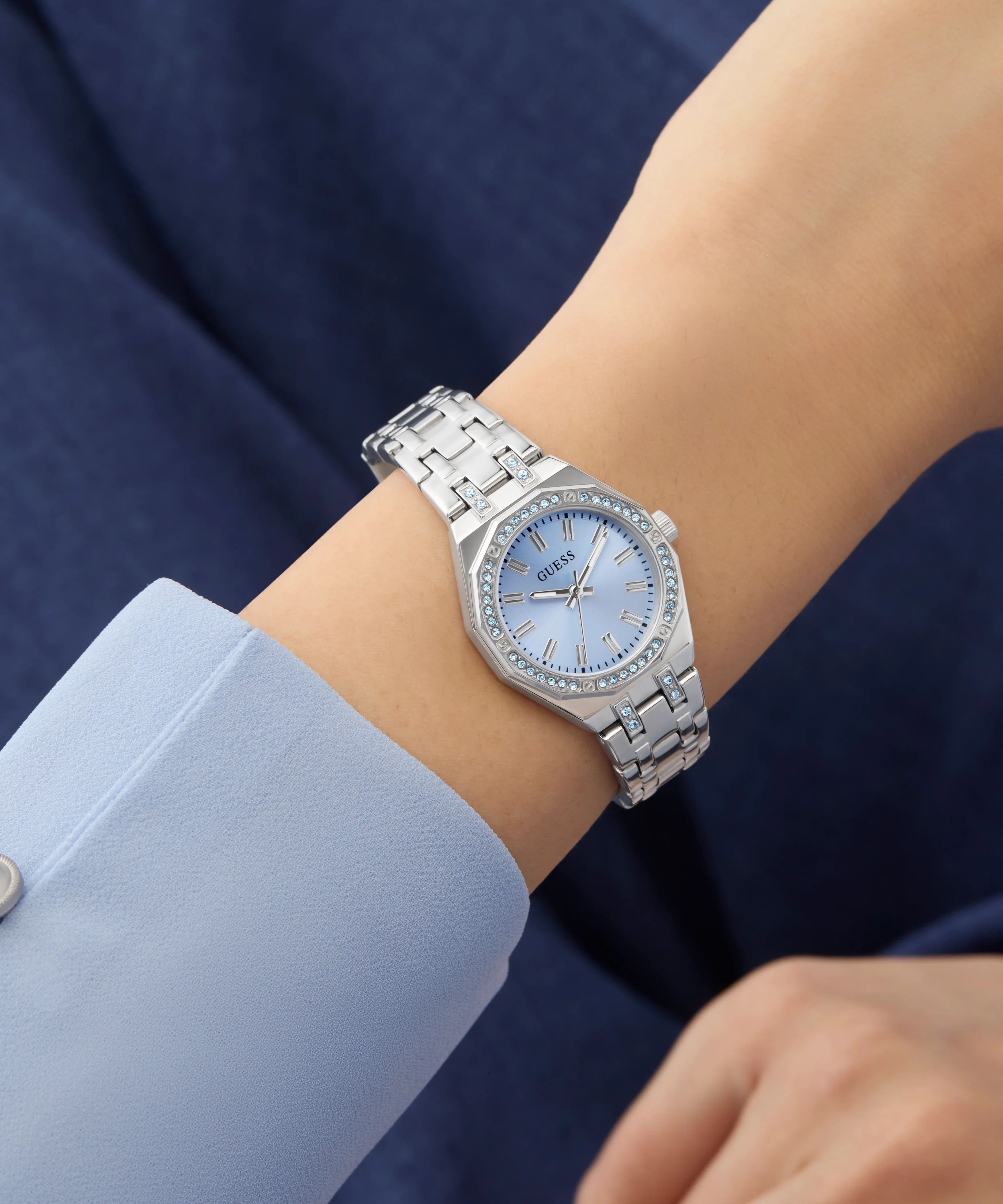 GUESS Ladies Silver Tone Multi-function Watch with Swarovski ReCreated™ crystals - Image 6