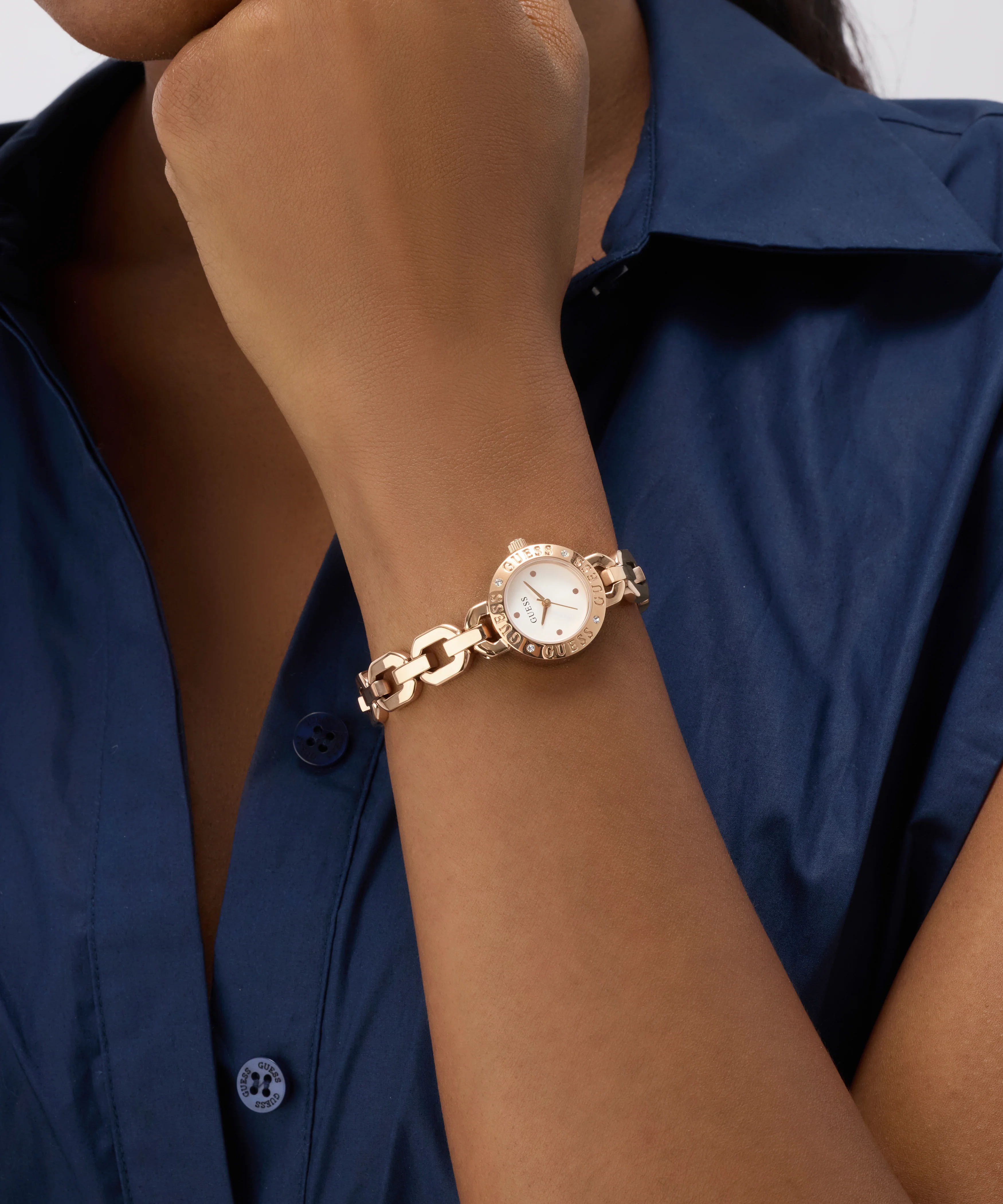 GUESS Ladies Siren Rose Gold Tone Analog Watch - Image 5