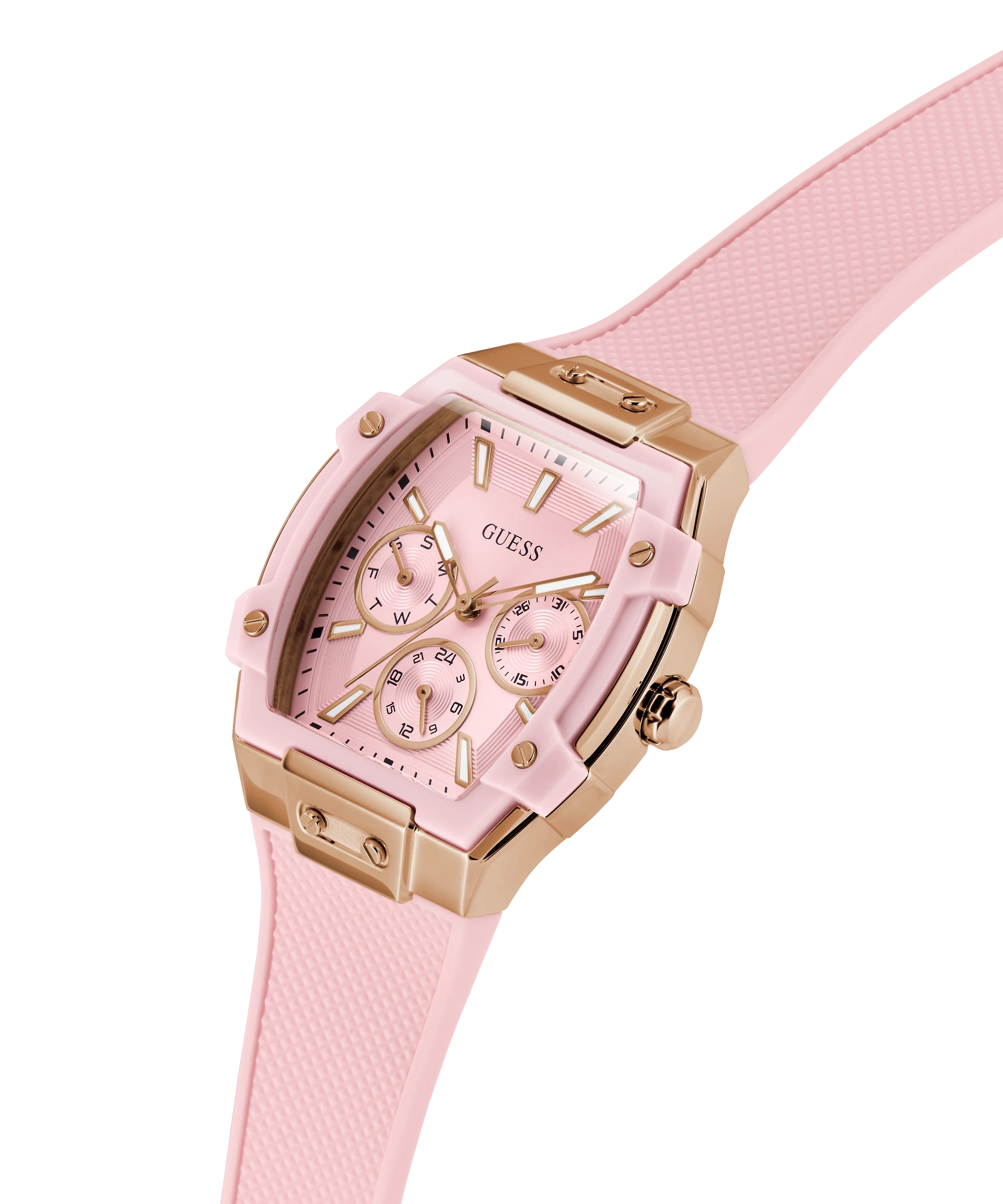 GUESS Ladies Sparkling Pink Rose Gold Tone Multi-function Watch - Image 2