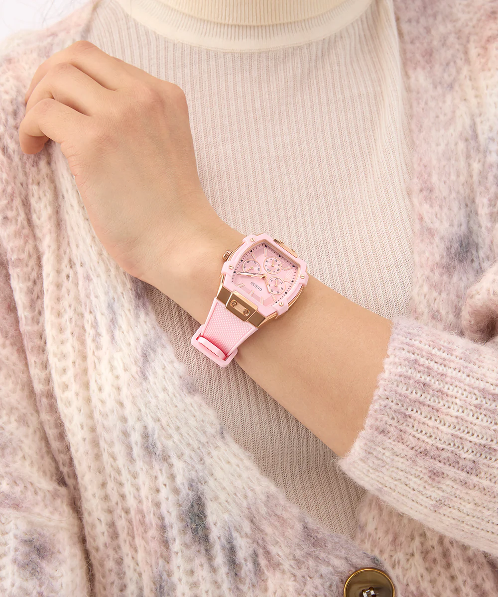 GUESS Ladies Sparkling Pink Rose Gold Tone Multi-function Watch - Image 3