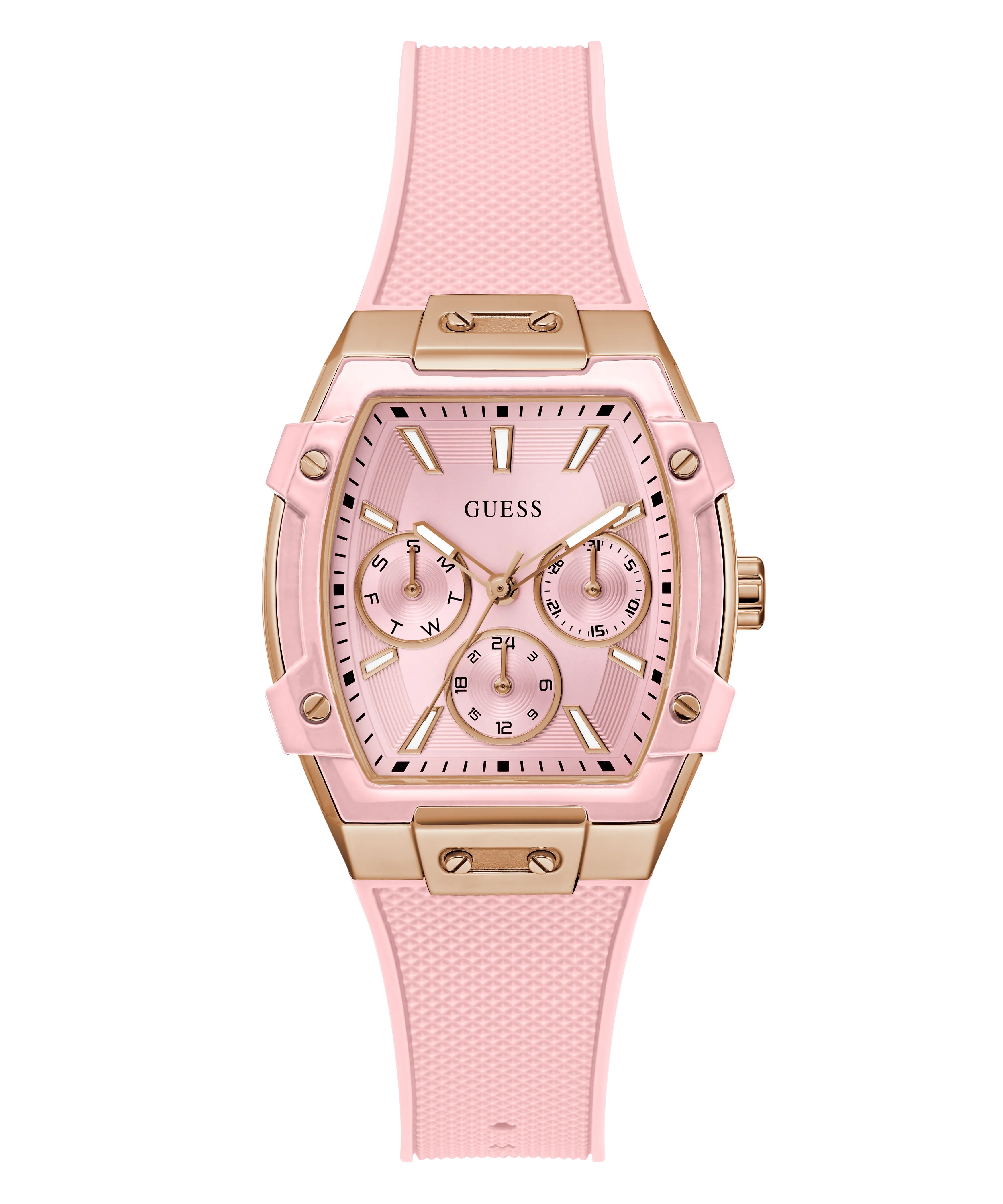 GUESS Ladies Sparkling Pink Rose Gold Tone Multi-function Watch - Image 4