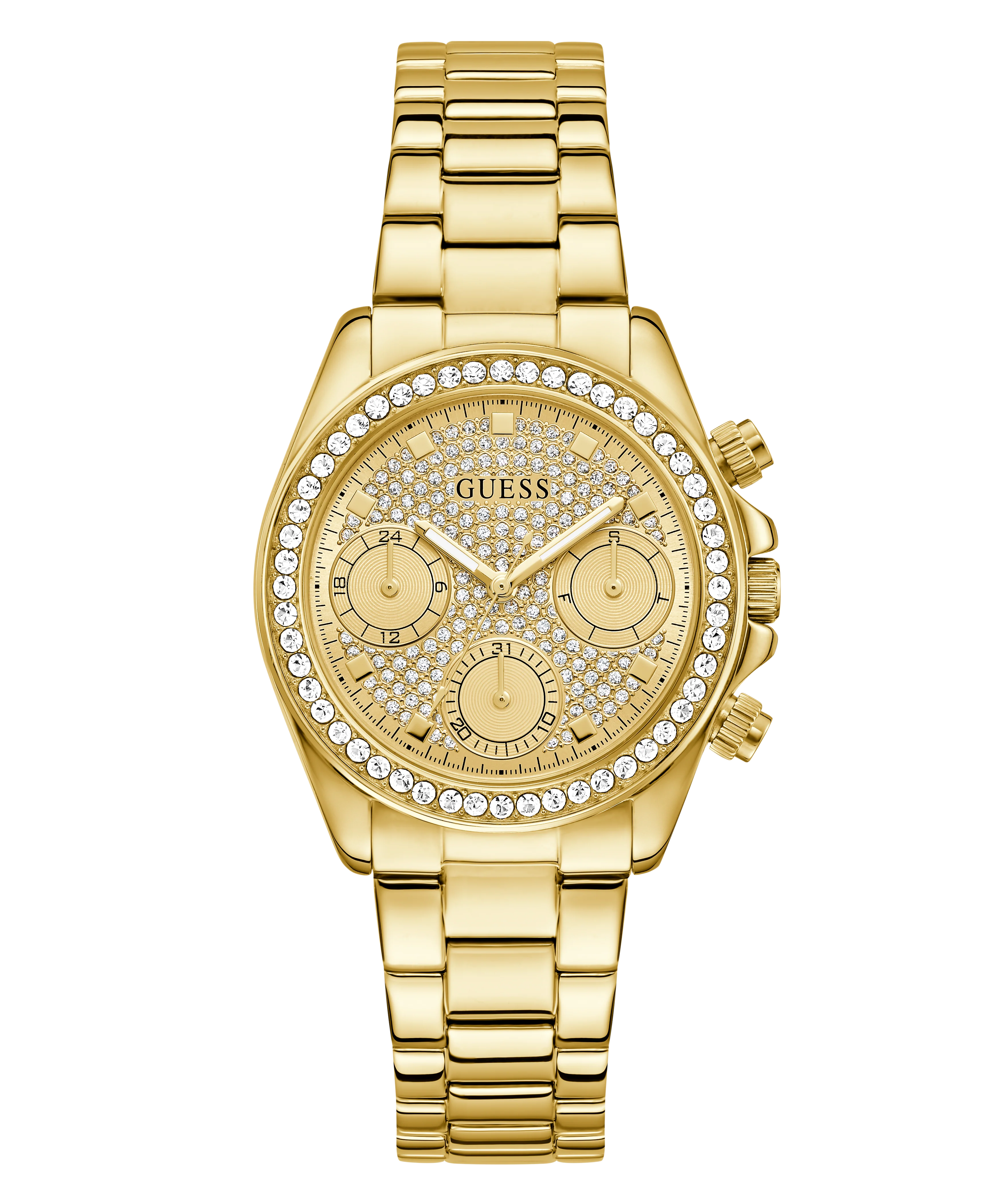GUESS Ladies Victoria Gold Tone Multi-Function Watch - Image 4