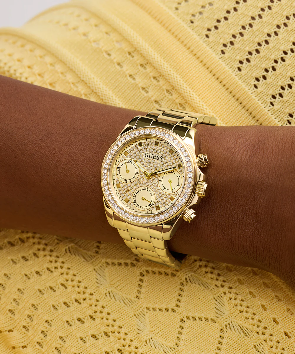 GUESS Ladies Victoria Gold Tone Multi-Function Watch - Image 5