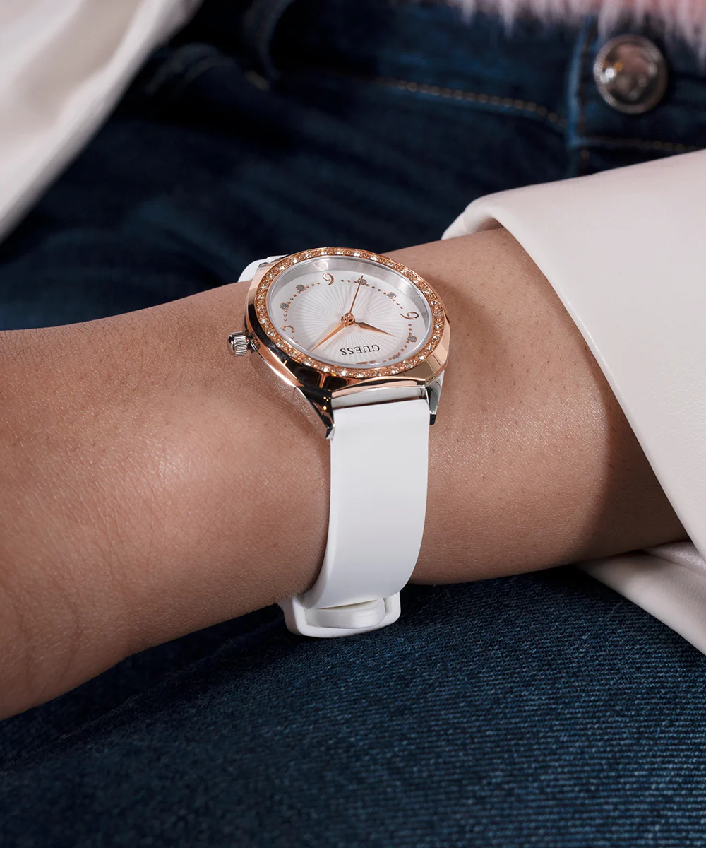 GUESS Ladies White 2-Tone Analog Watch - Image 3