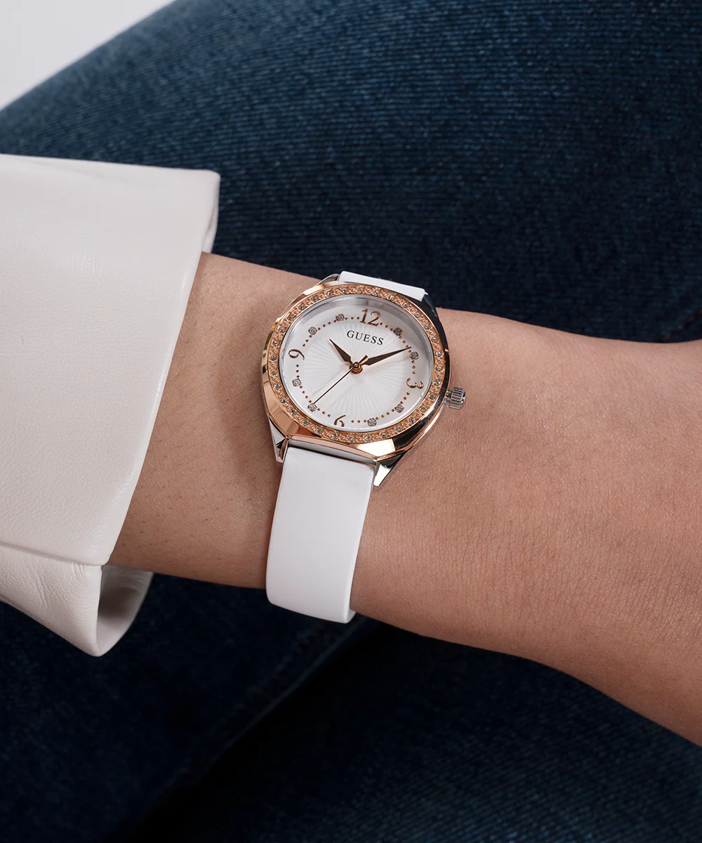 GUESS Ladies White 2-Tone Analog Watch - Image 5